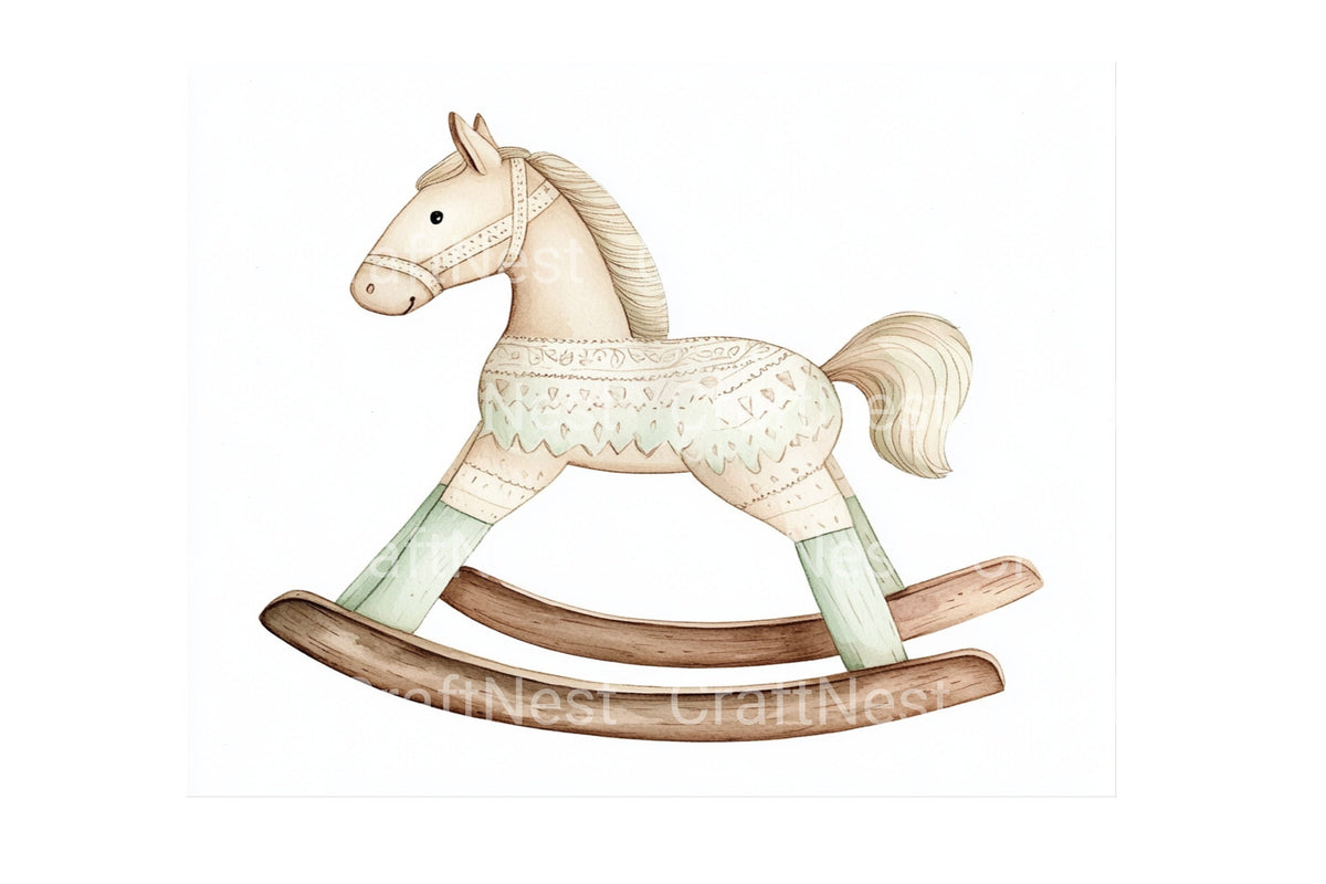 Cozy Rocking Horse With Blanket Clipart Bundle