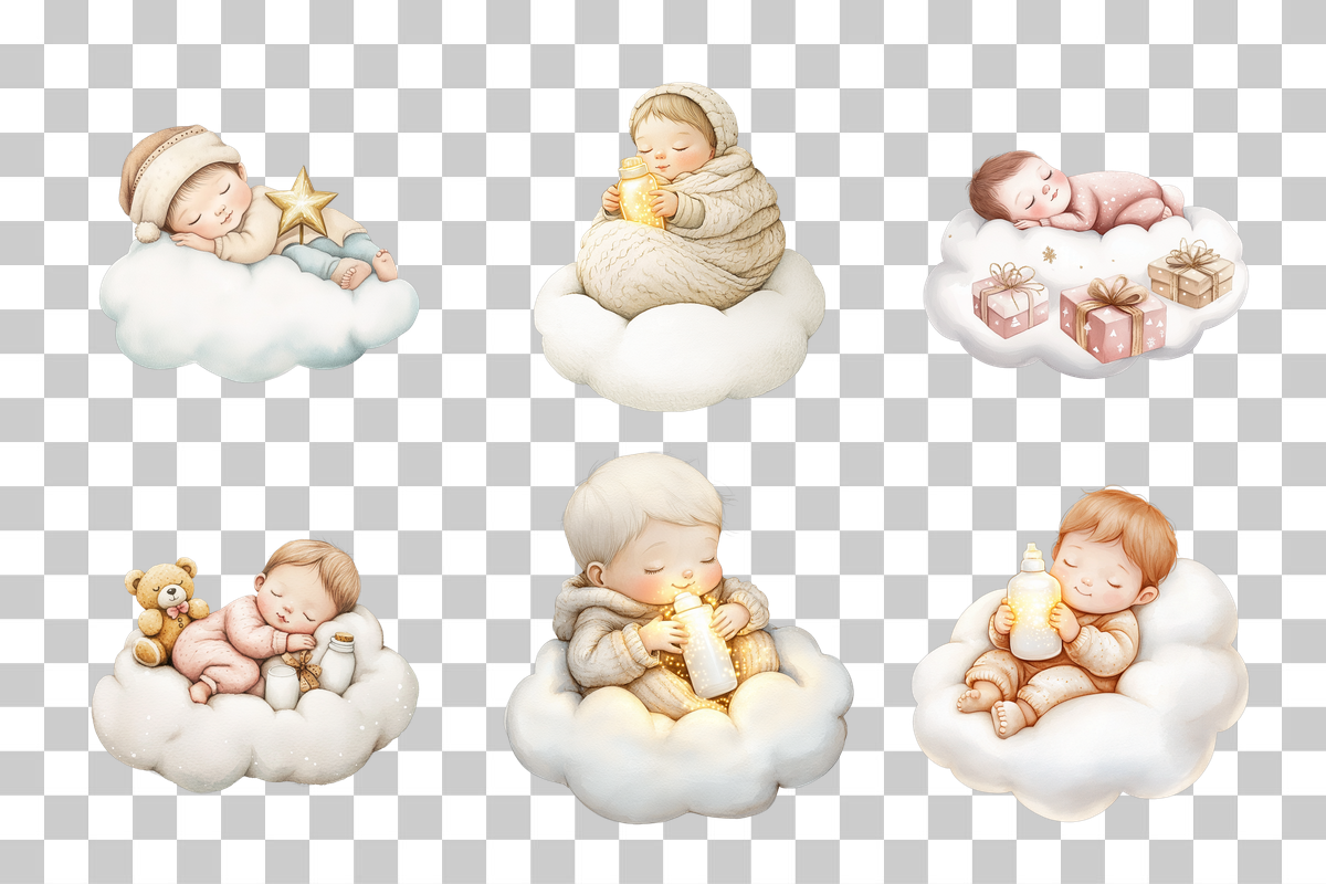 Adorable Sleeping Baby Clipart Bundle