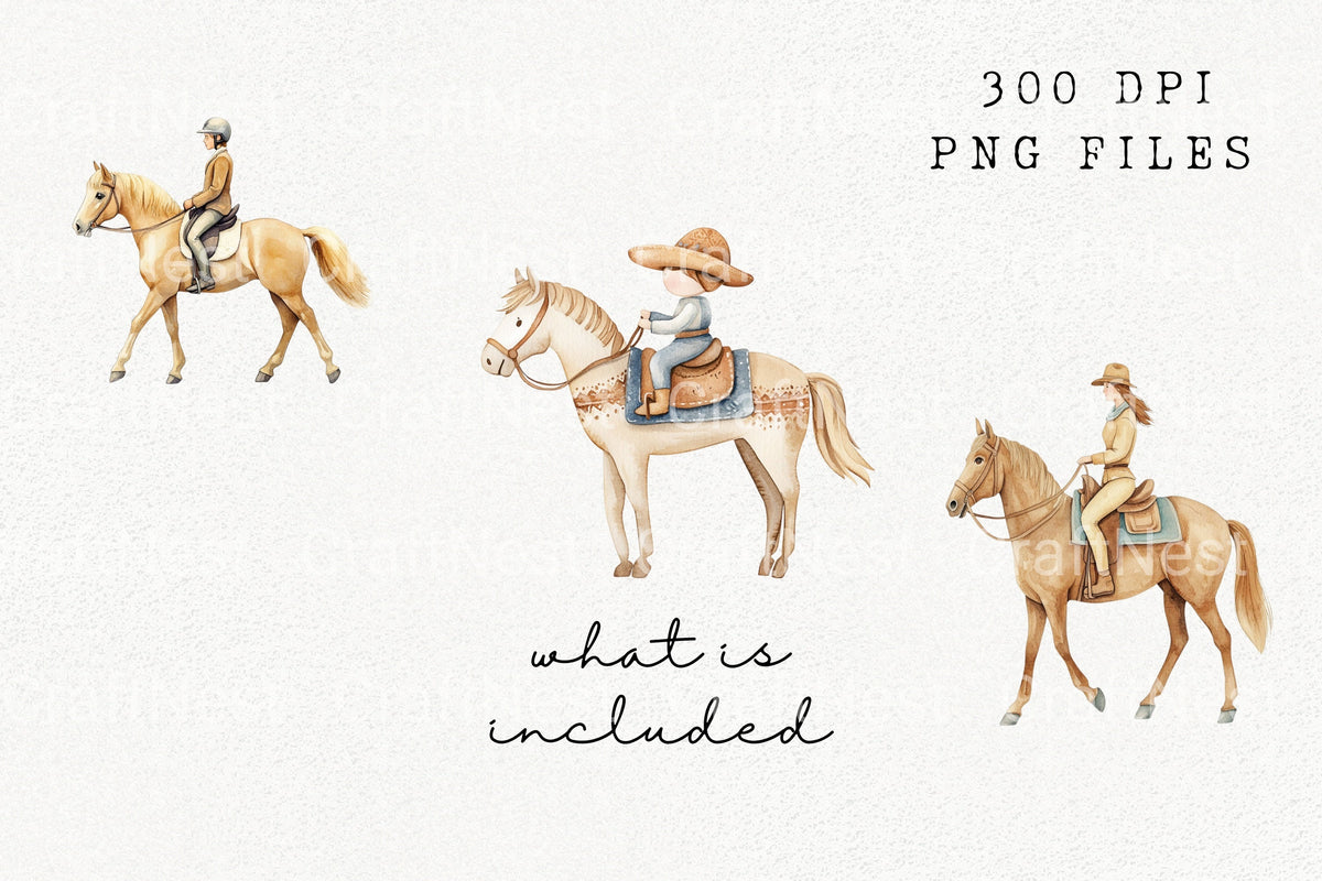 Kids Horse Riding Clipart Bundle