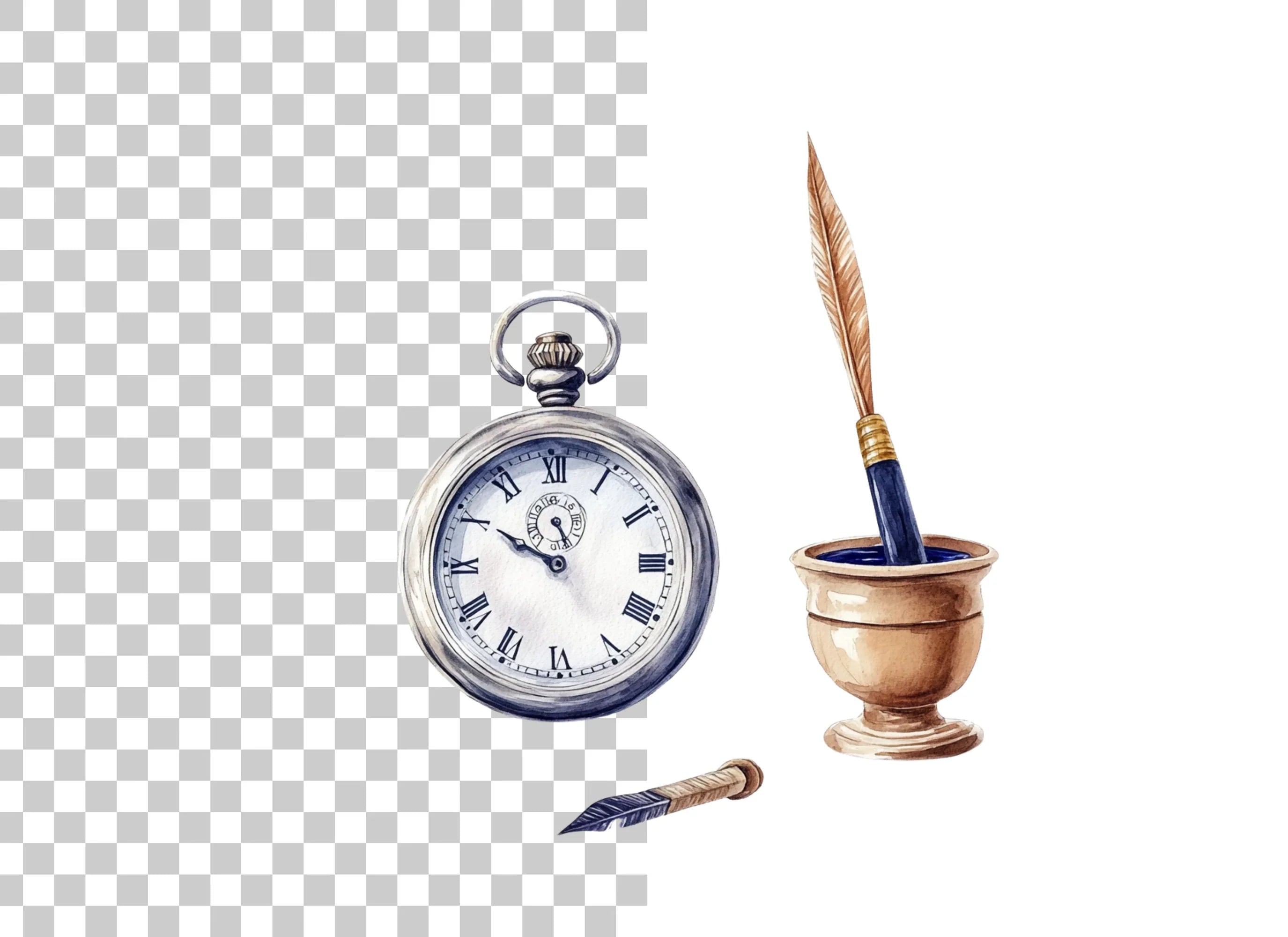 Vintage Writing Tools Clipart Bundle
