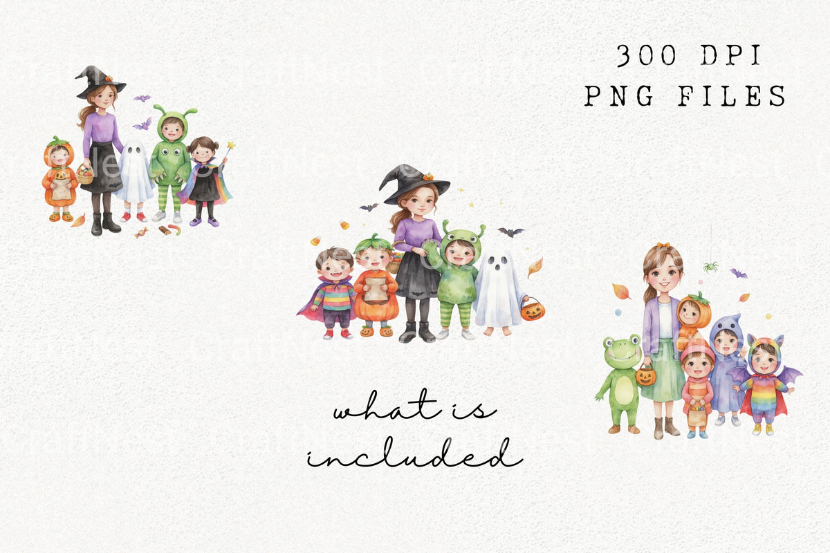 Teacher And Kids Halloween Clipart Bundle