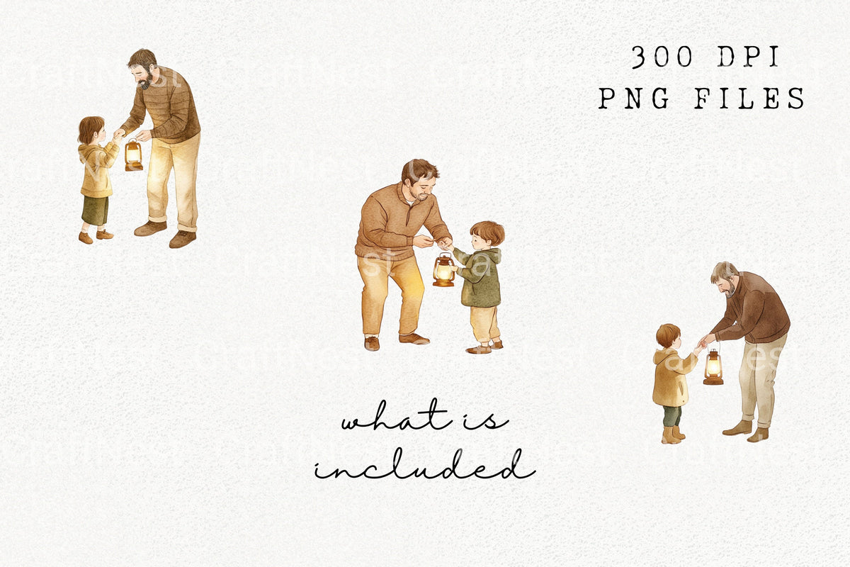 Camping Lantern Family Clipart Bundle