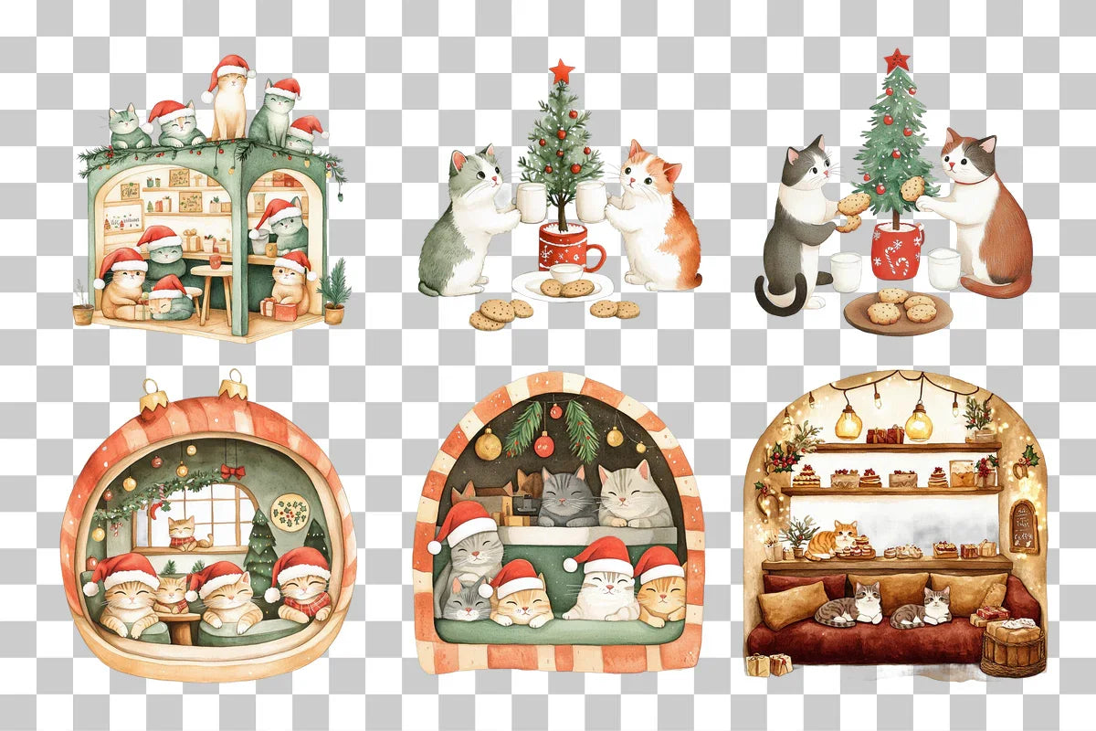 Festive Feline Holiday Clipart Bundle - CraftNest - Digital Crafting and Art