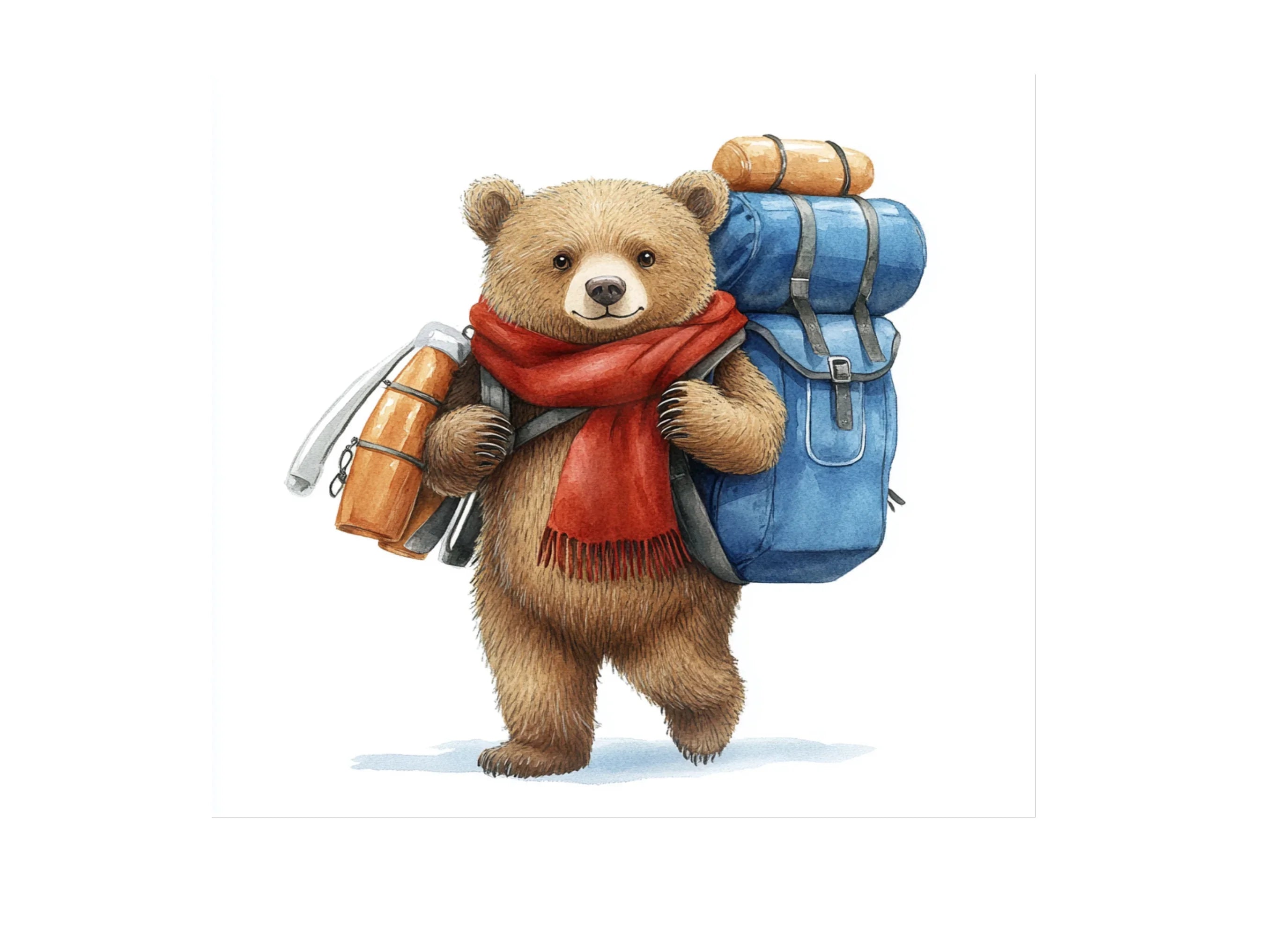 Cute Bear Backpacking Clipart Bundle
