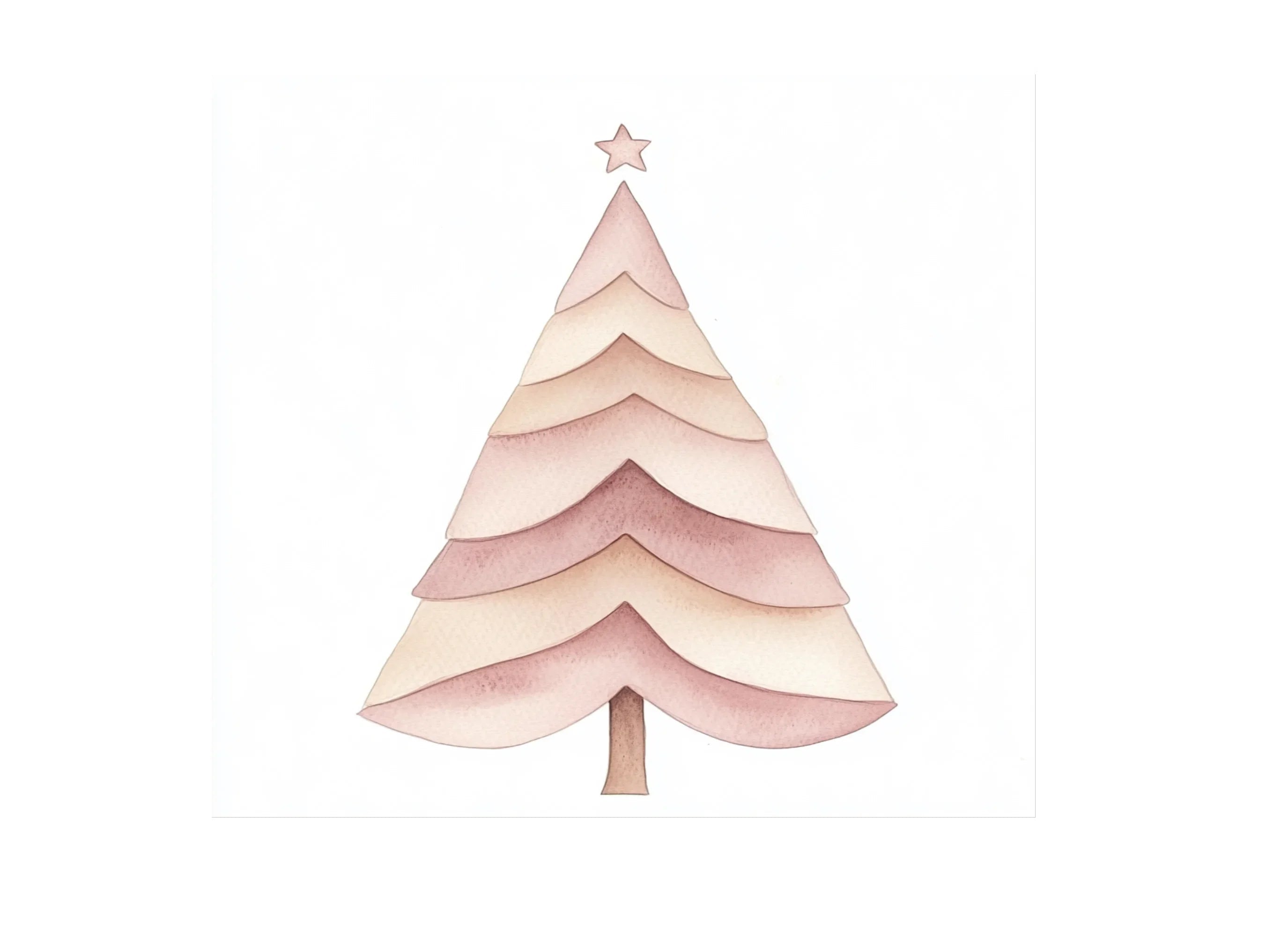 Boho Pink Christmas Tree Clipart Bundle