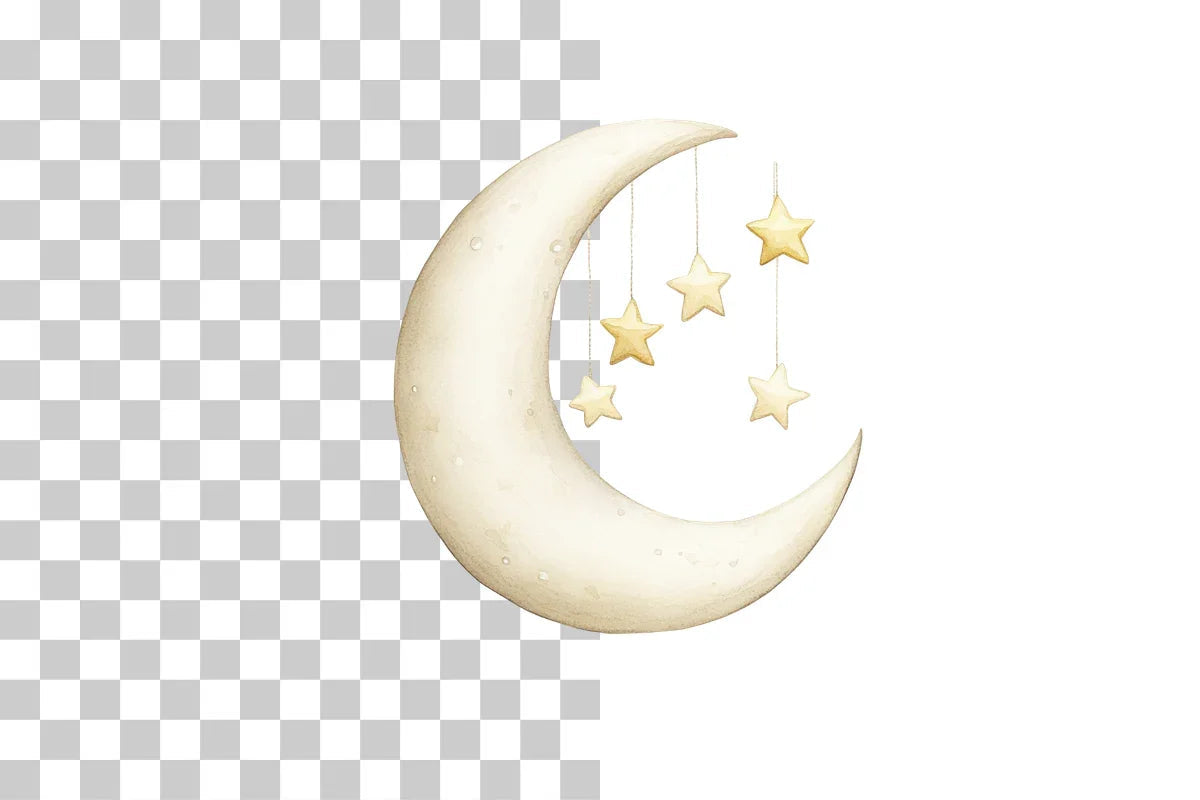 Crescent Moon with Hanging Stars Clipart Bundle - CraftNest - Digital Crafting and Art
