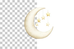 Crescent Moon with Hanging Stars Clipart Bundle - CraftNest - Digital Crafting and Art