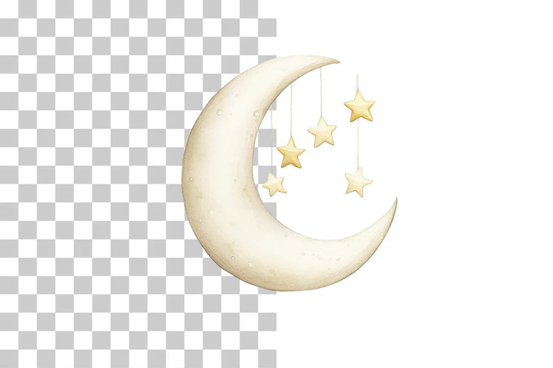 Crescent Moon with Hanging Stars Clipart Bundle - CraftNest - Digital Crafting and Art
