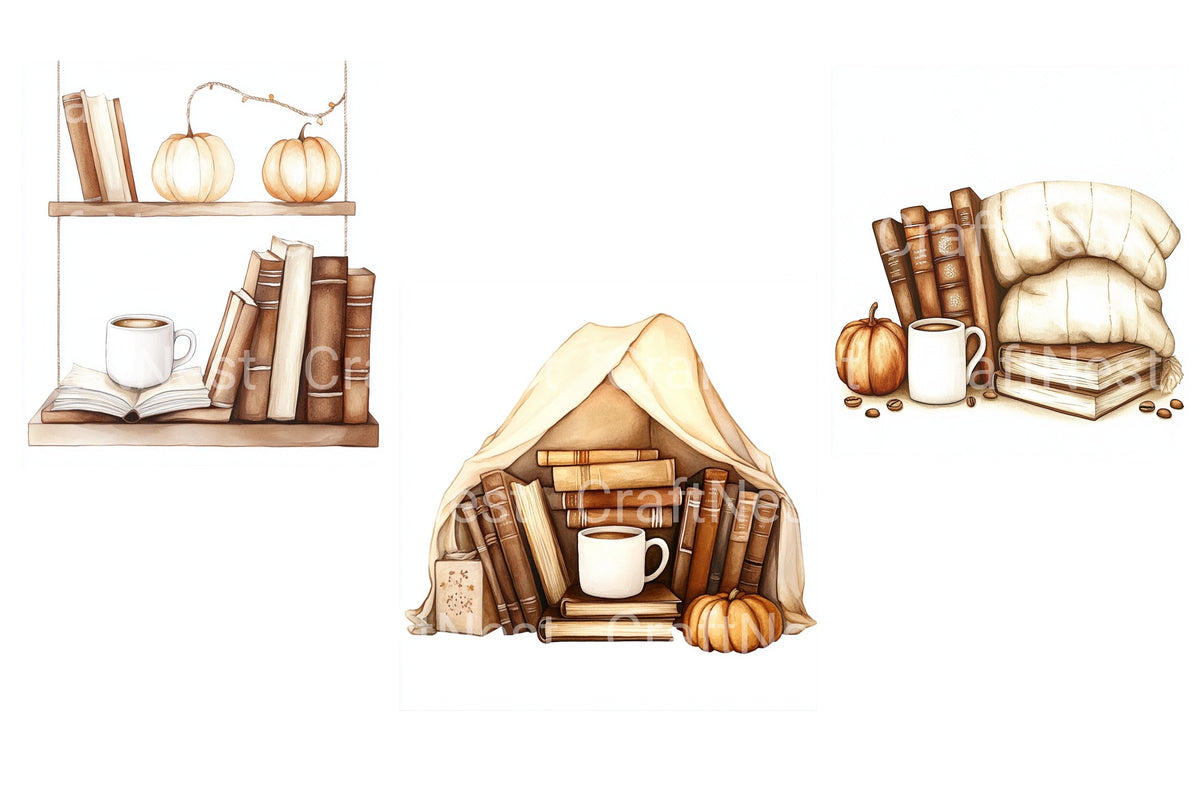Autumn Books And Coffee Cozy Clipart Planner
