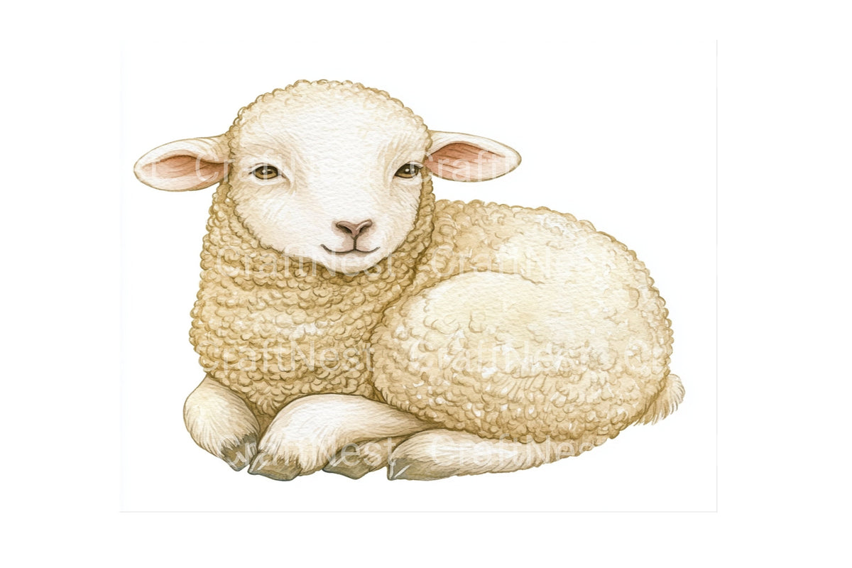 Cute Baby Lambs Clipart Bundle