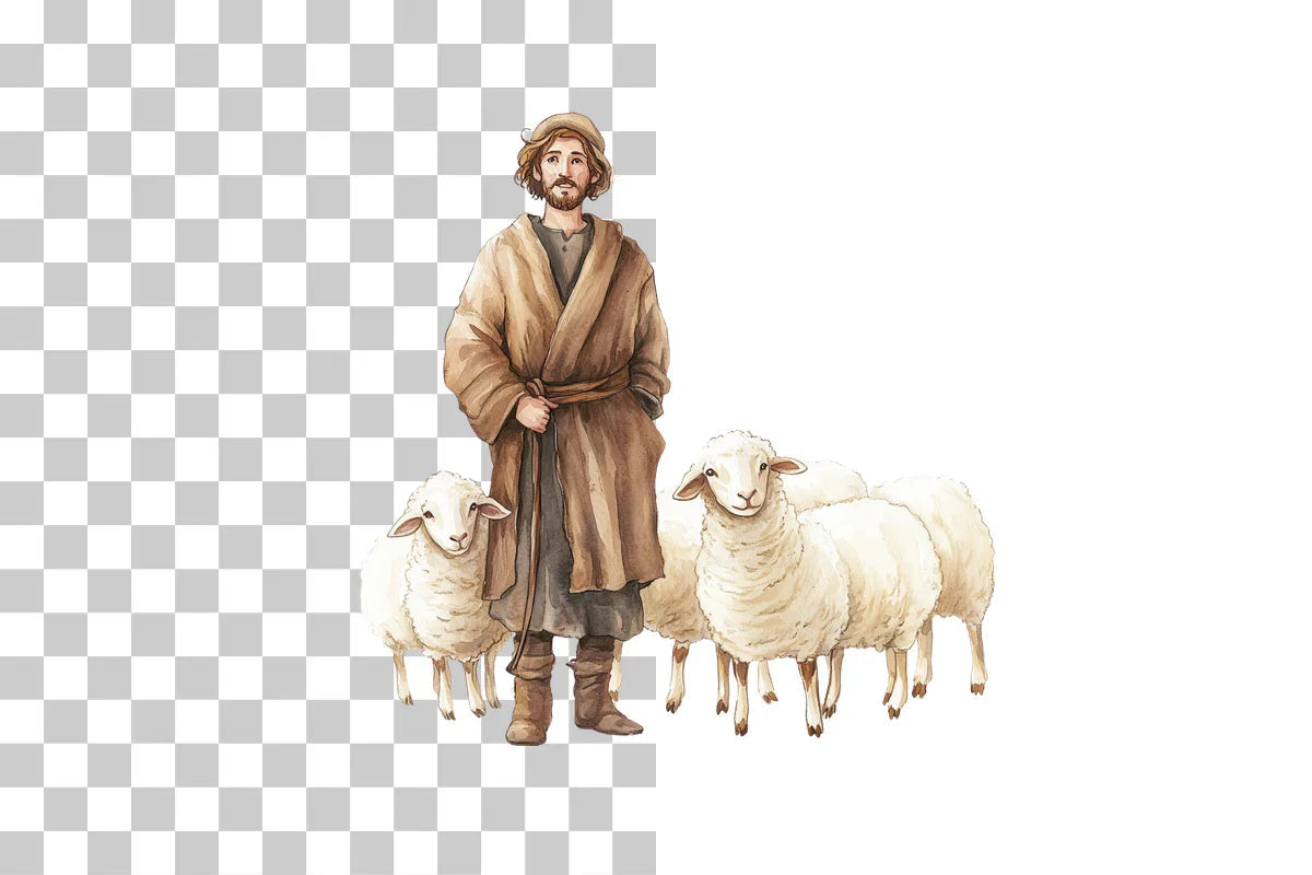 Shepherd and Sheep Pastoral Scene Clipart Bundle - CraftNest - Digital Crafting and Art