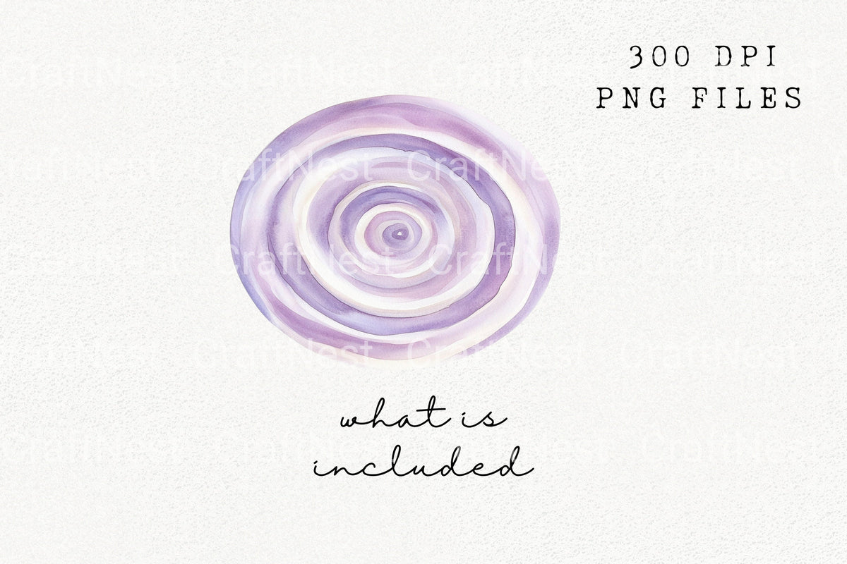 Purple Swirl Circles Clipart Bundle