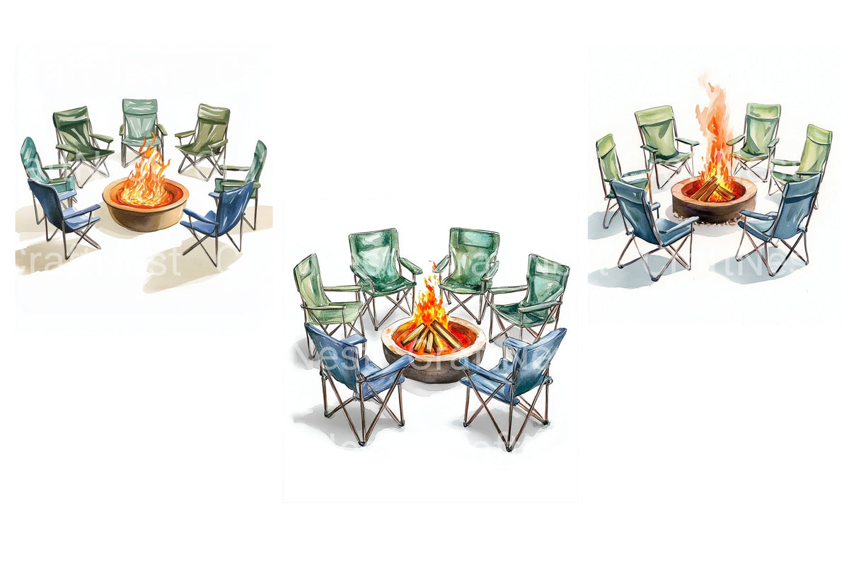 Campfire Chairs Gathering Clipart Bundle