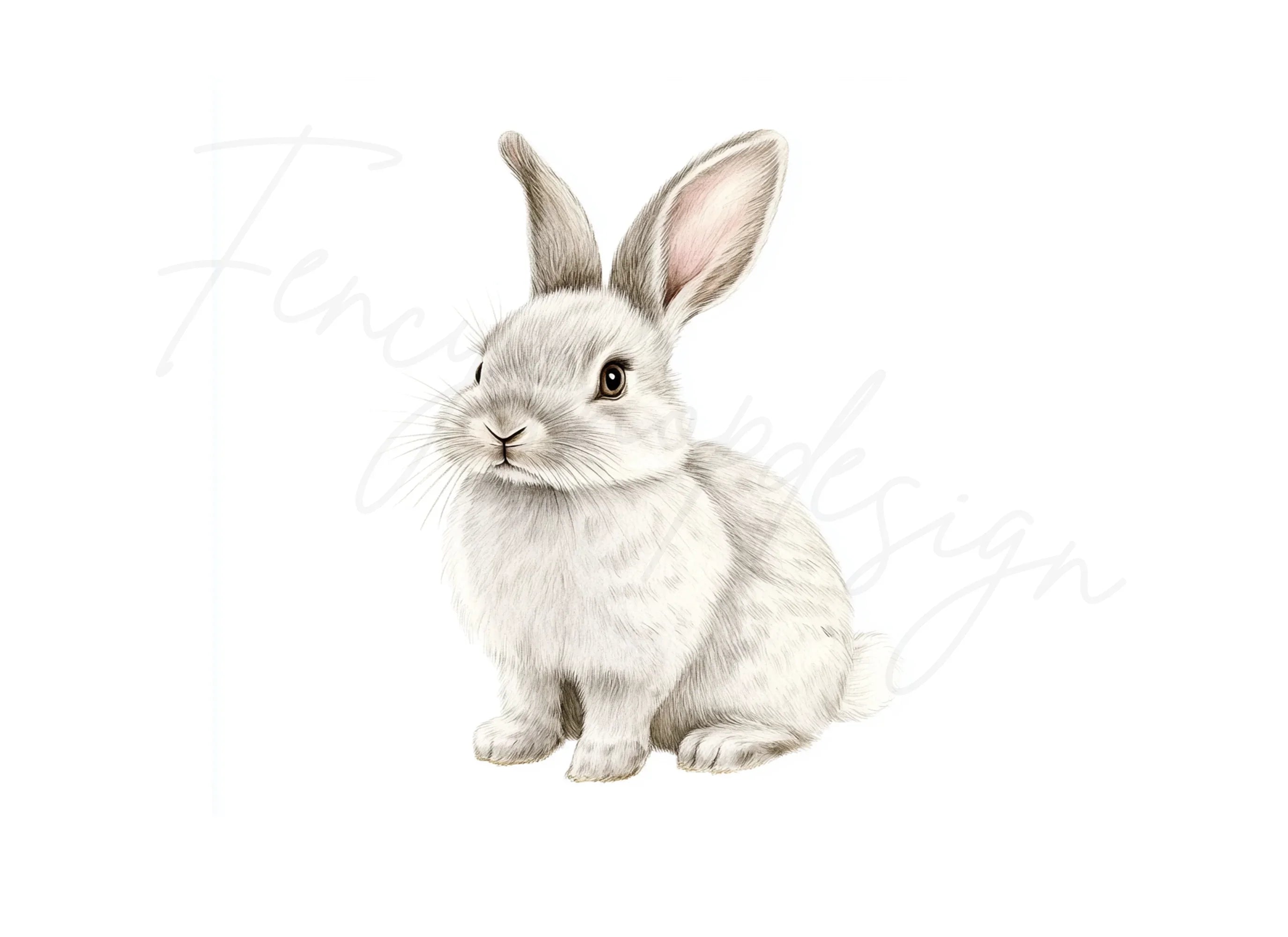 White Bunny Rabbit Clipart Bundle
