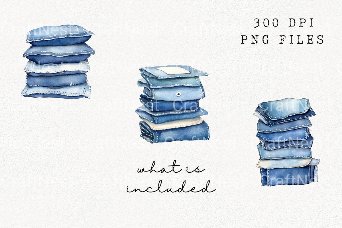 Folded Jeans Clipart Bundle