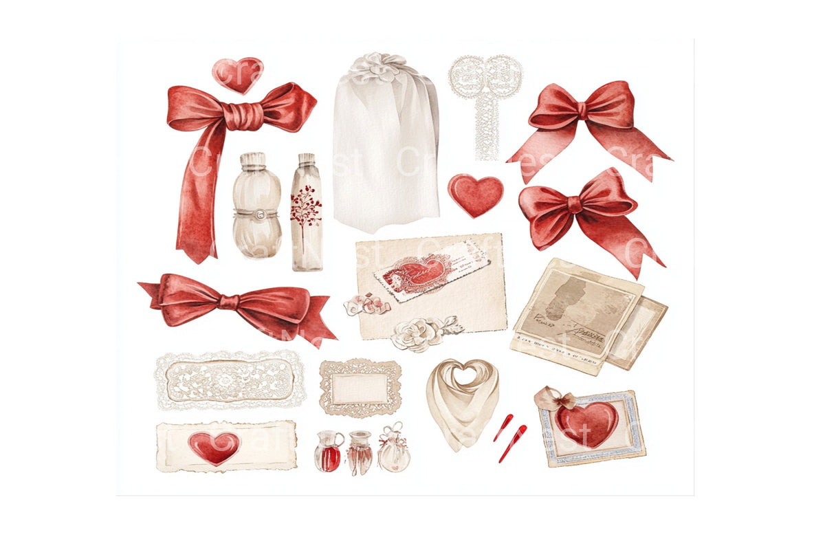 Vintage Valentine Day Clipart Bundle