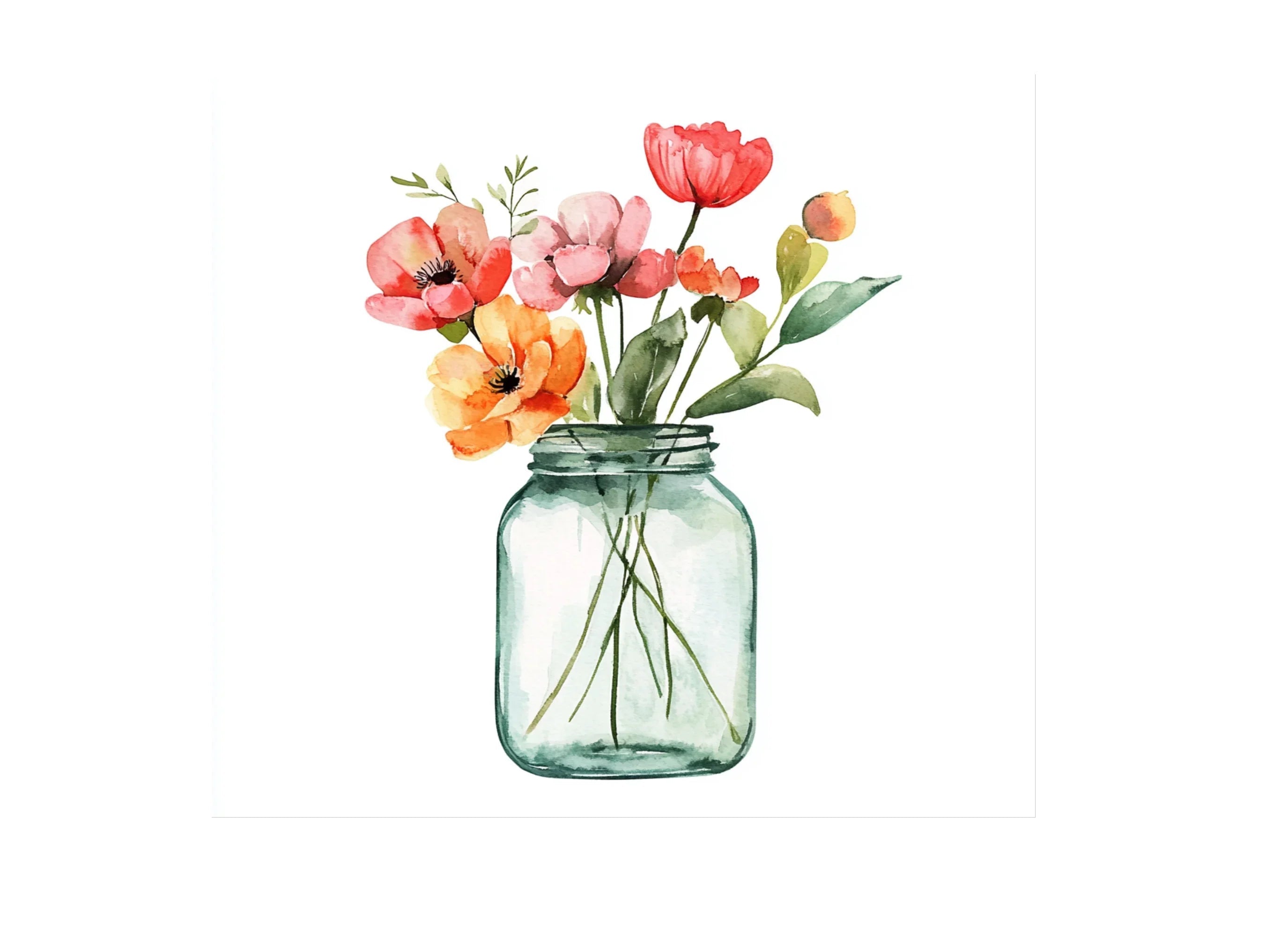 Wildflower Mason Jar Clipart Bundle