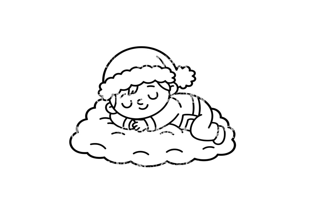 Cute Babies in Christmas Hats Coloring Books