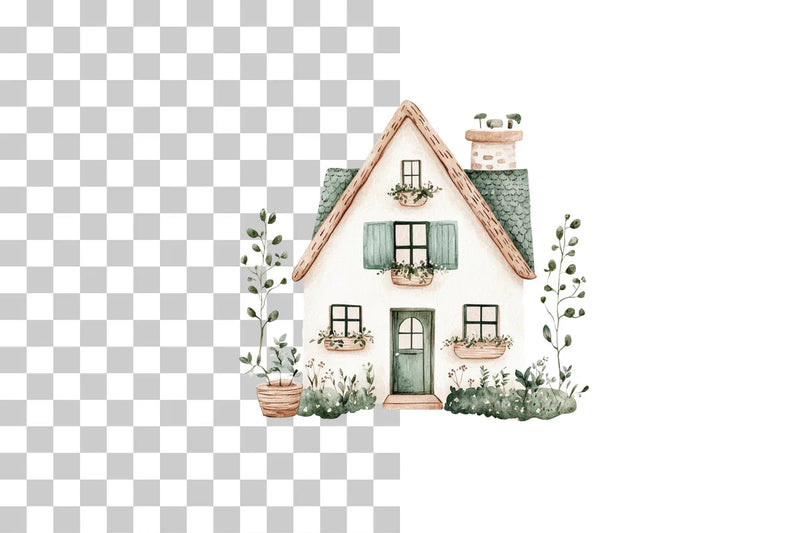 Holiday House Clipart Bundle - CraftNest - Digital Crafting and Art