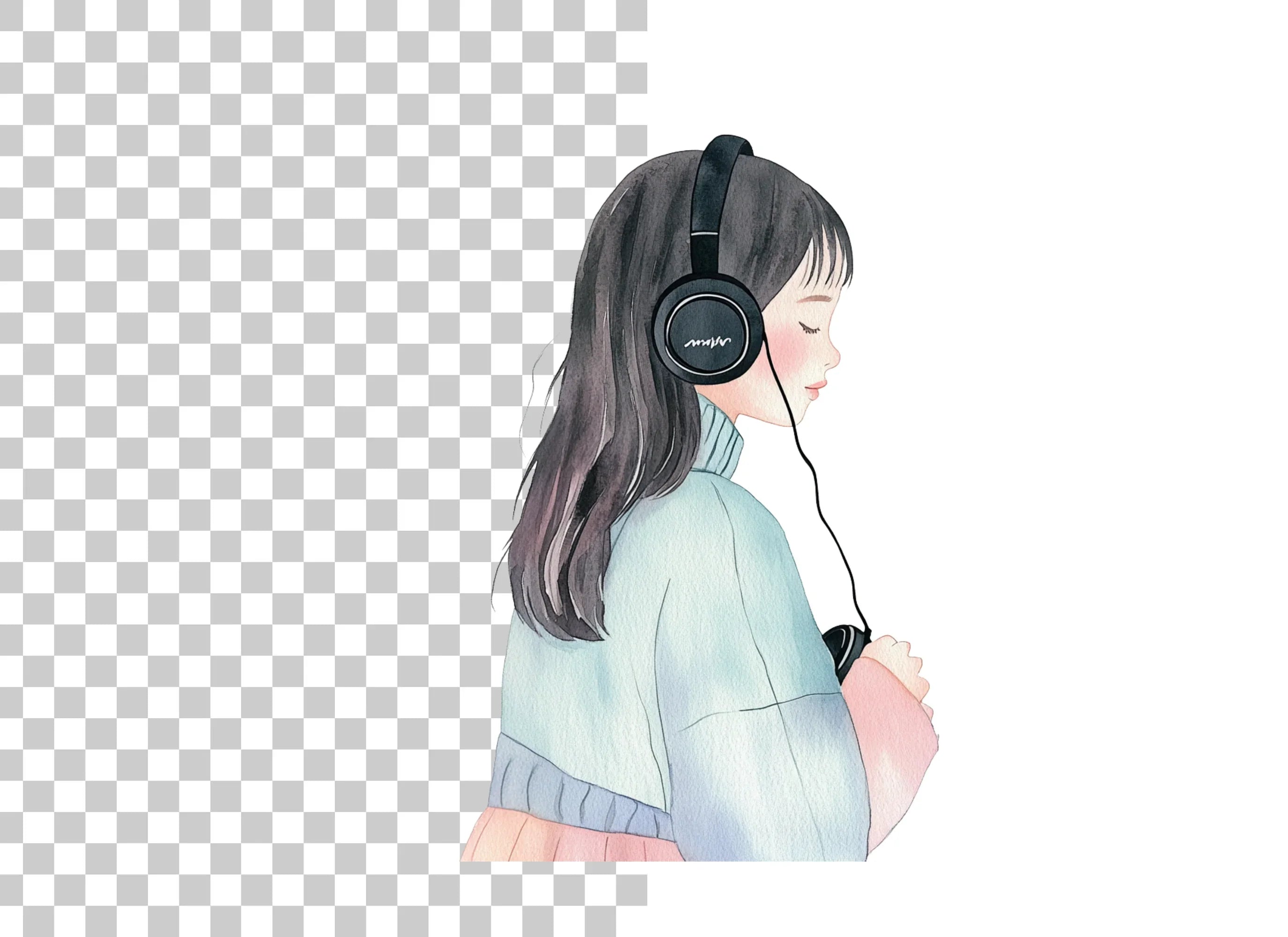 Girl Listening to Music Clipart Bundle