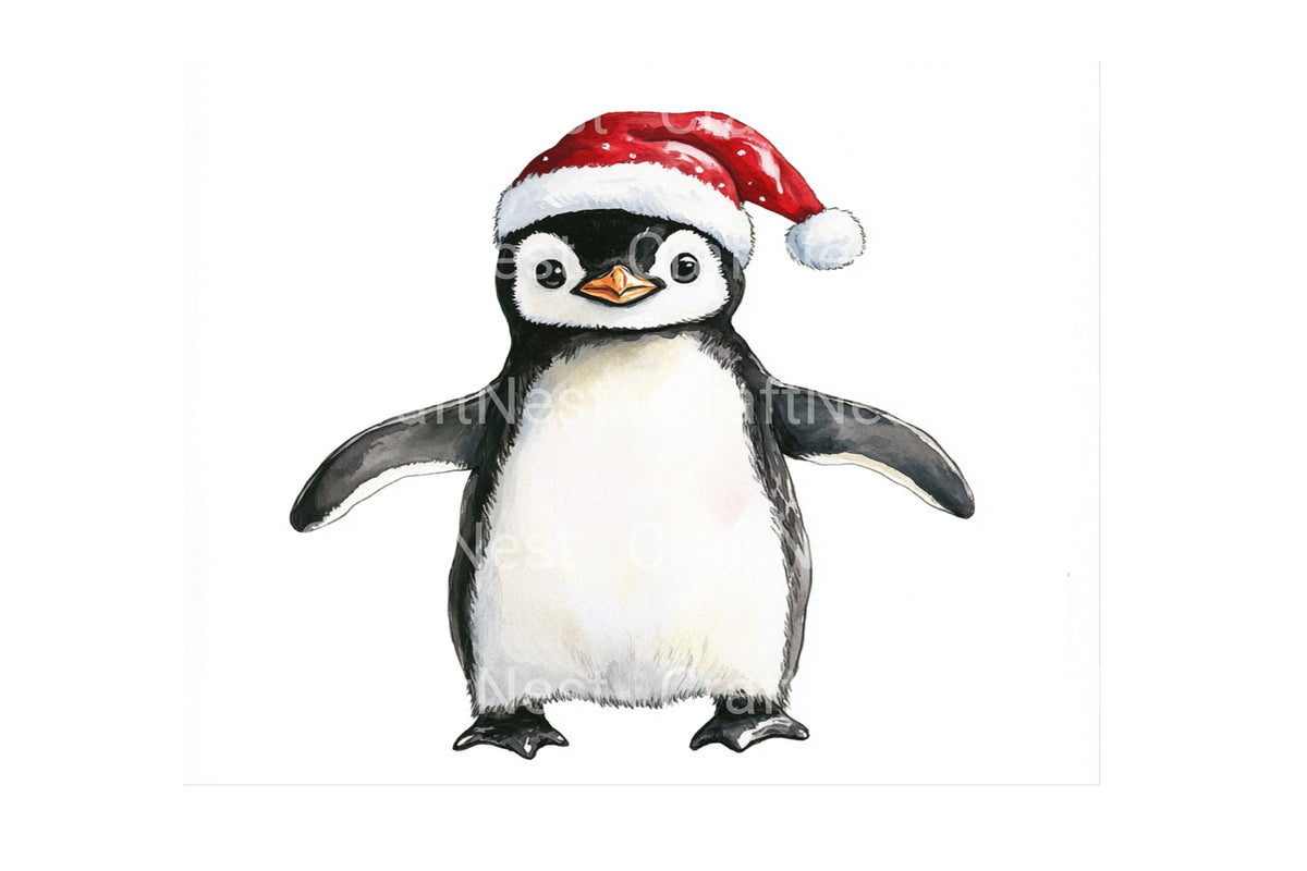 Cute Baby Penguin Christmas Hat Clipart Bundle