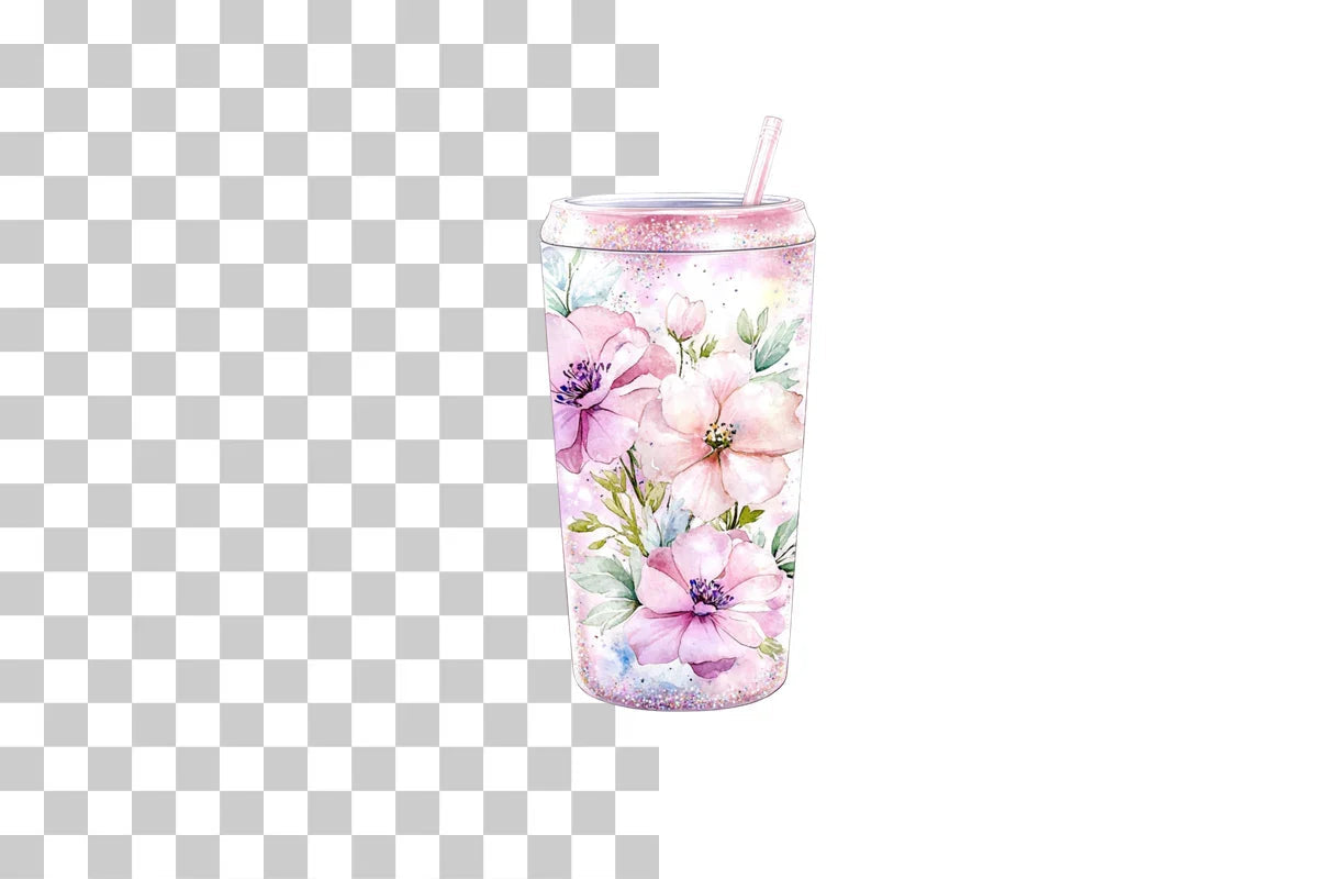 Floral Glitter Tumbler Wrap Designs Bundle - CraftNest - Digital Crafting and Art