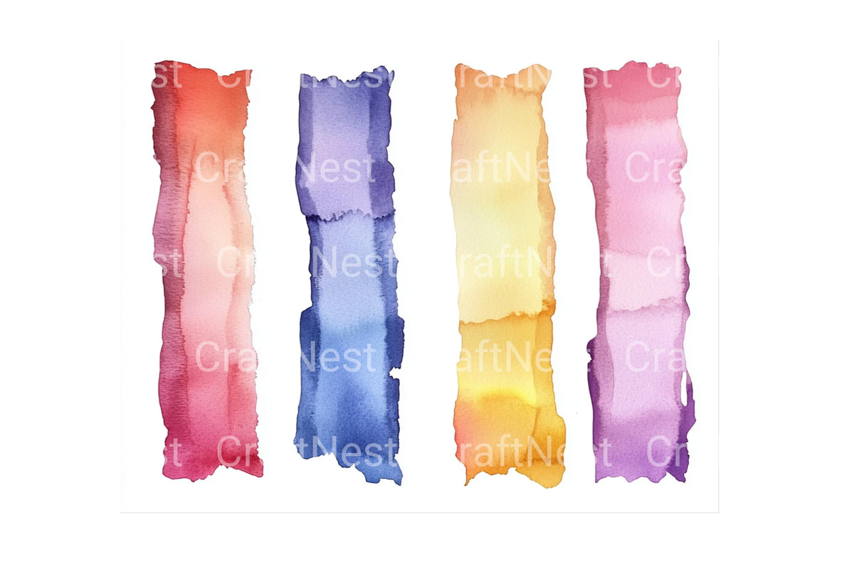 Colorful Banner Strips Clipart Bundle