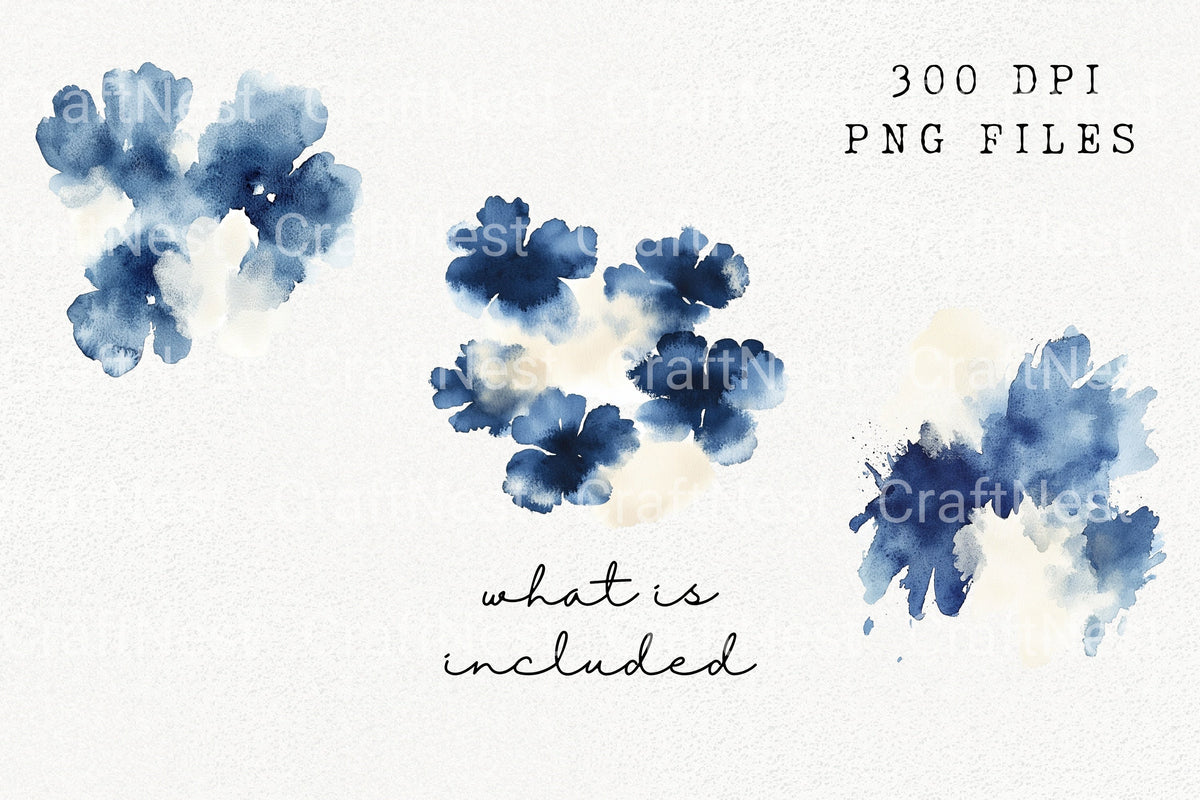 Abstract Blue Splashes Clipart Bundle