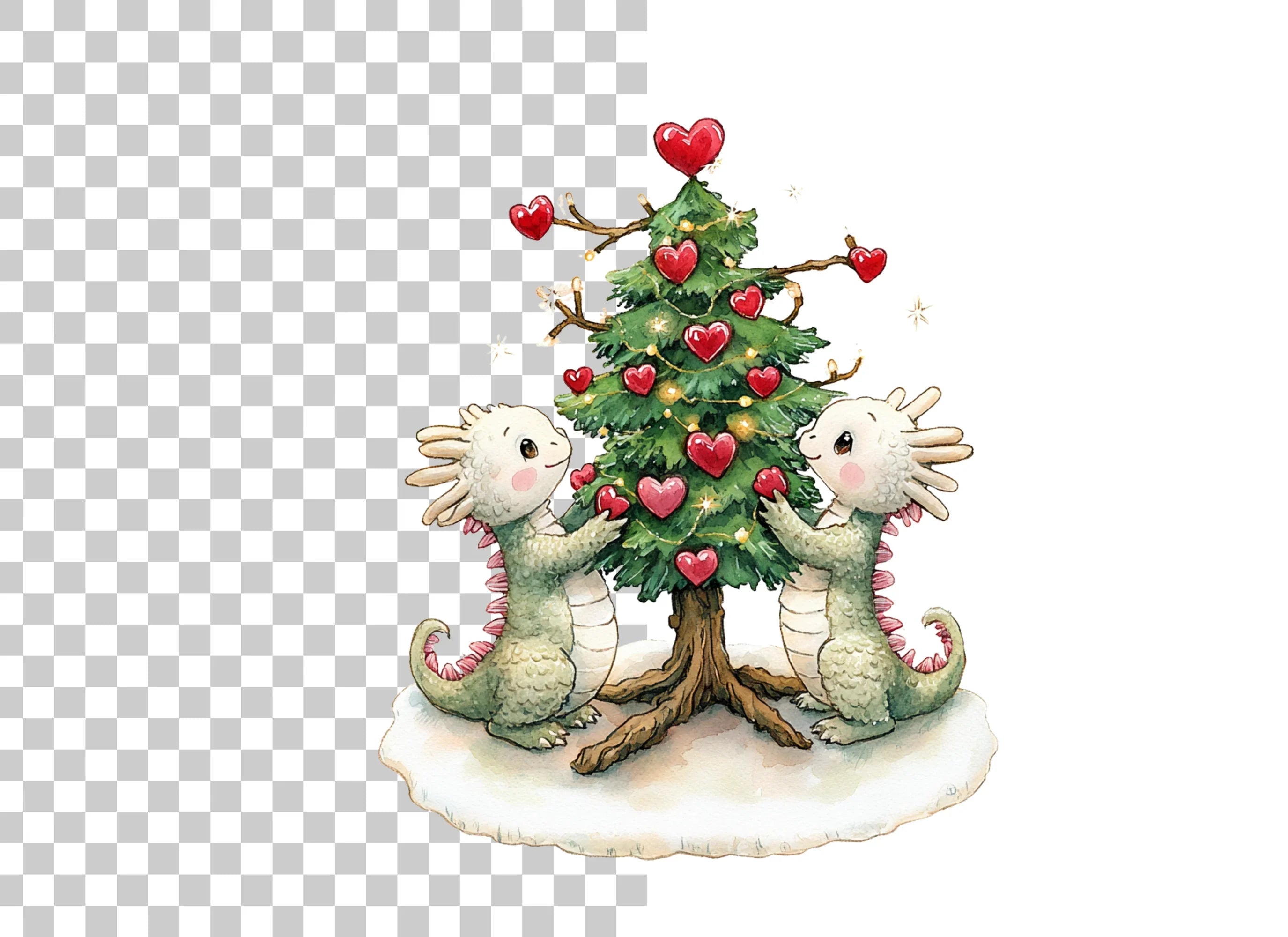 Christmas Tree Dragon Decor Clipart Bundle