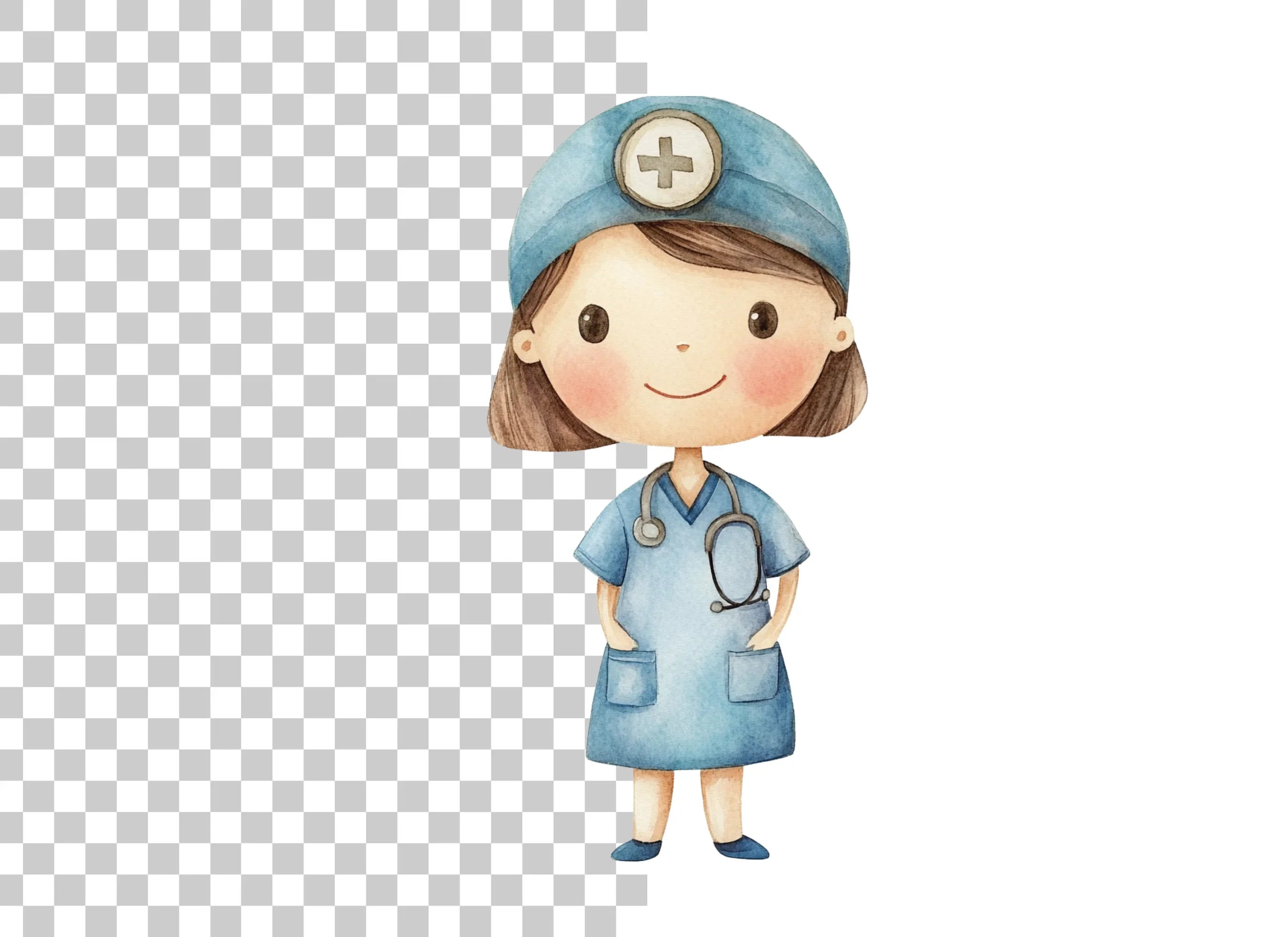 Cute Nurse Characters Clipart Bundle