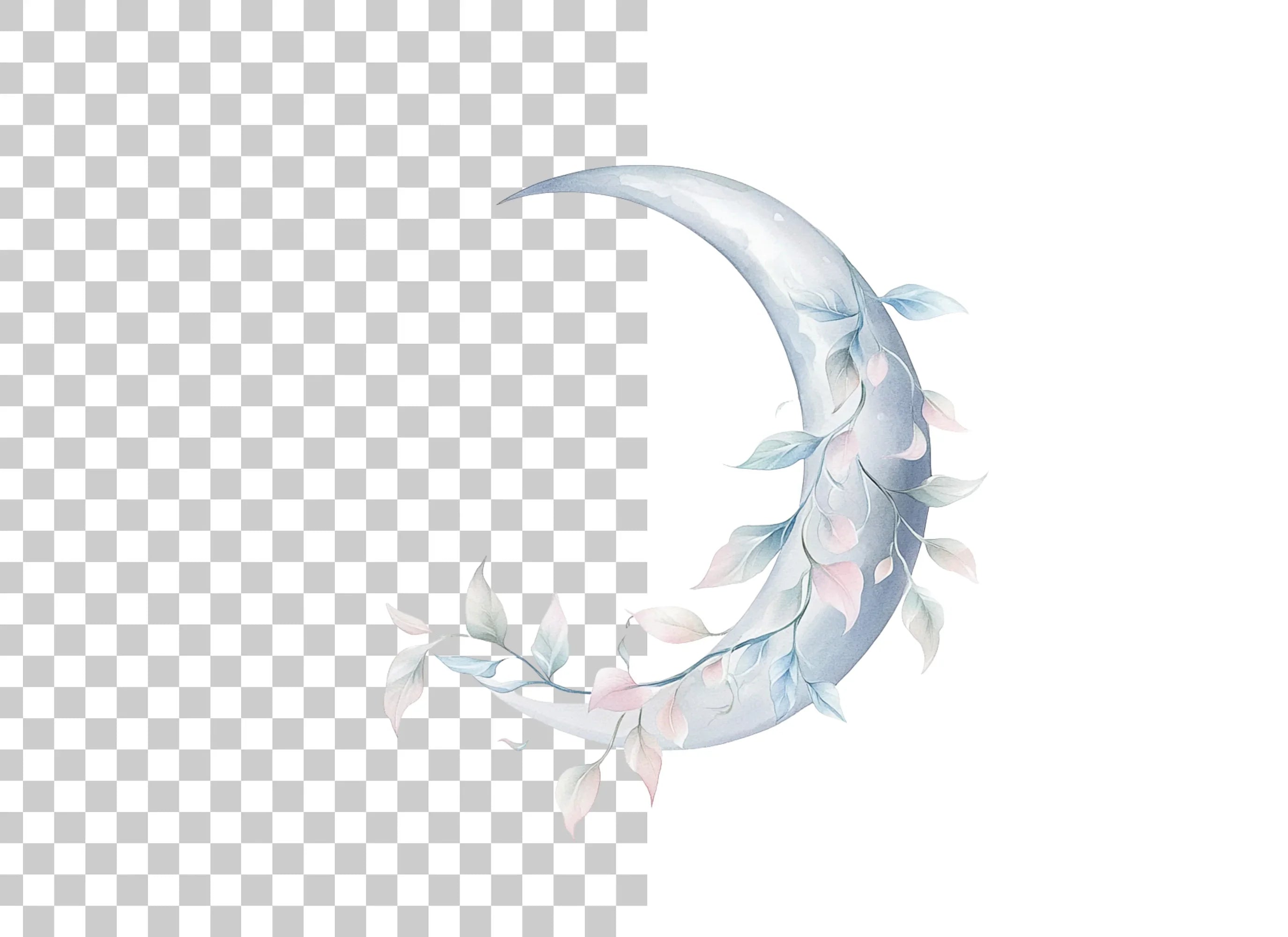 Whimsical Floral Moon Clipart Bundle