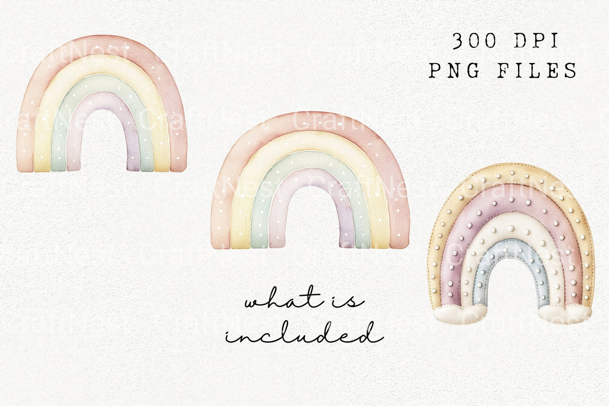 Cute Pastel Rainbows Clipart Bundle