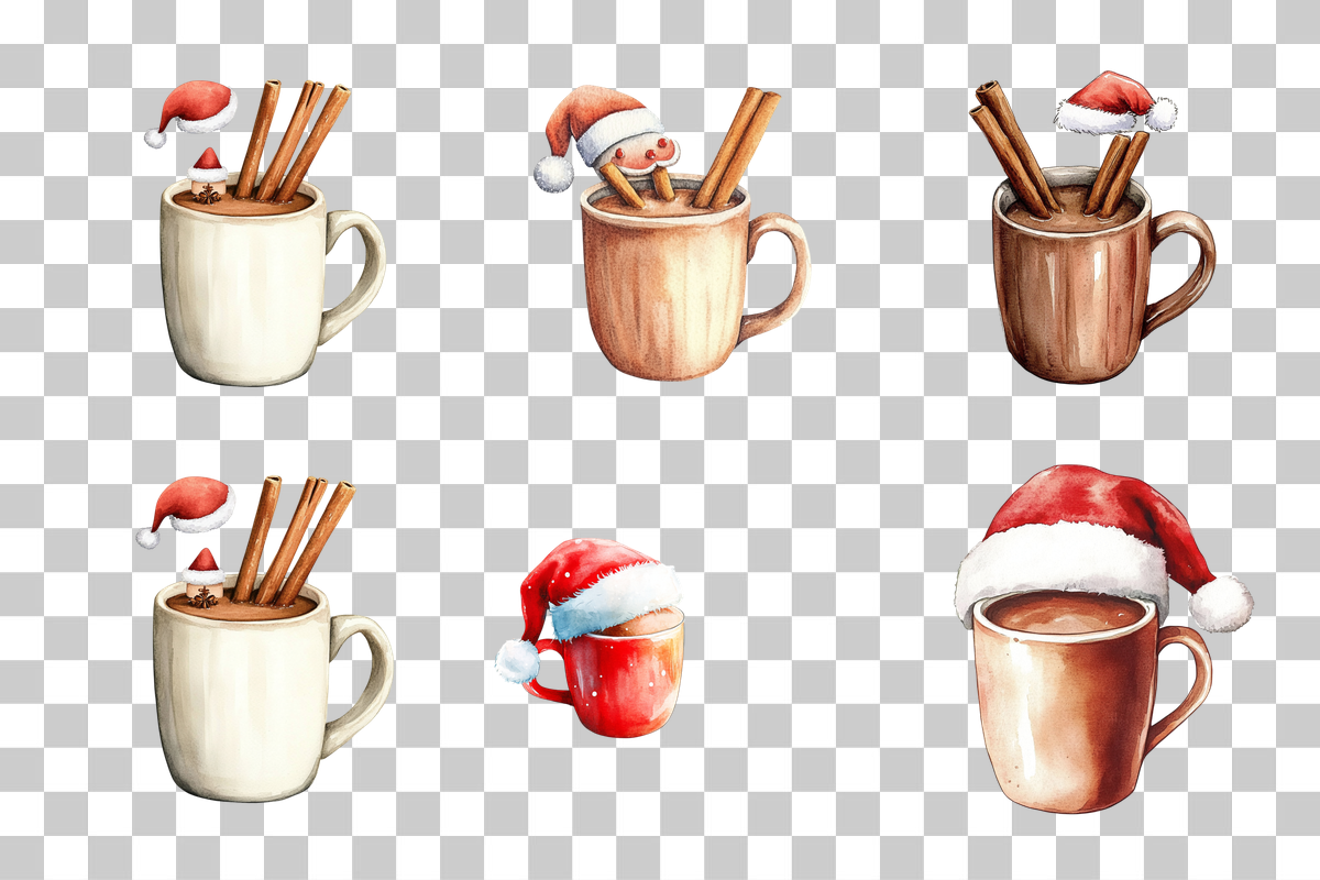 Holiday Tea Cup Clipart Bundle