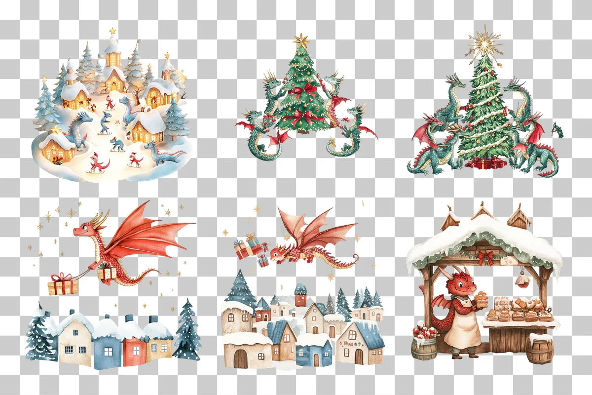 Holiday Dragon Clipart Bundle - CraftNest - Digital Crafting and Art