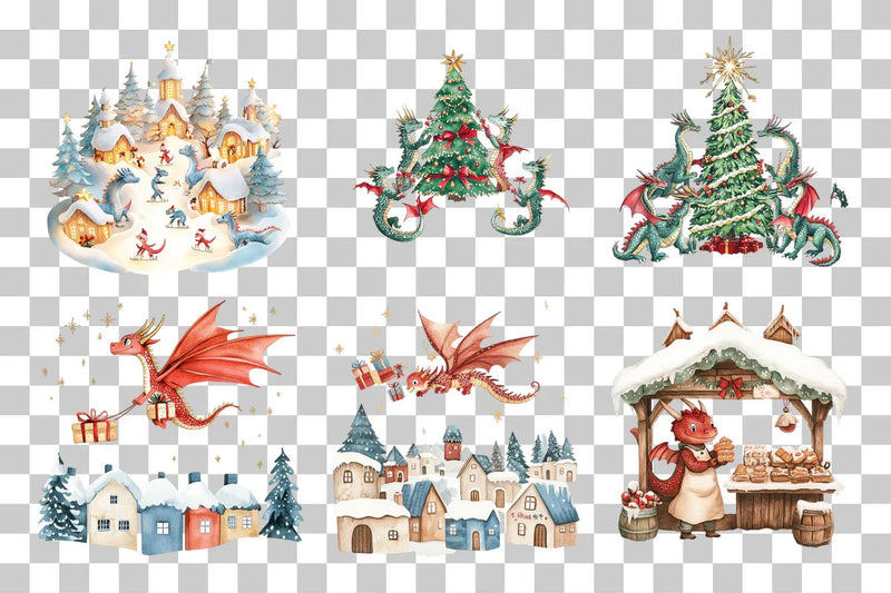 Holiday Dragon Clipart Bundle - CraftNest - Digital Crafting and Art