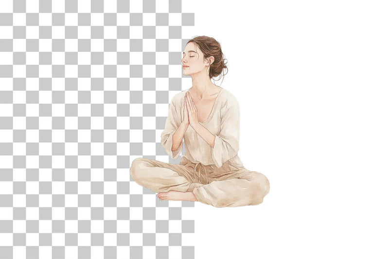 Meditating Yoga Woman Clipart Bundle - CraftNest - Digital Crafting and Art