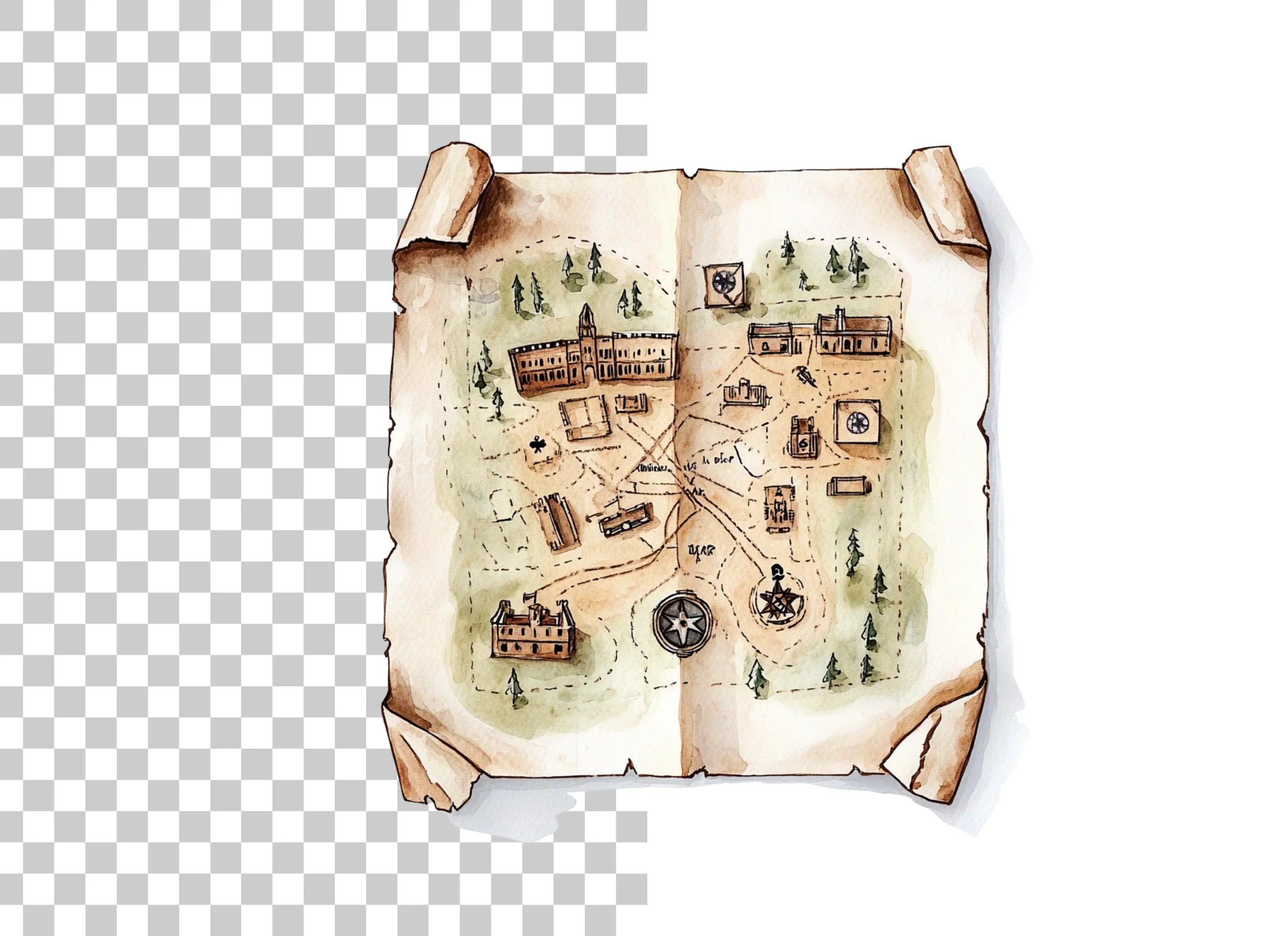 Hand Drawn Military Base Map Clipart Bundle