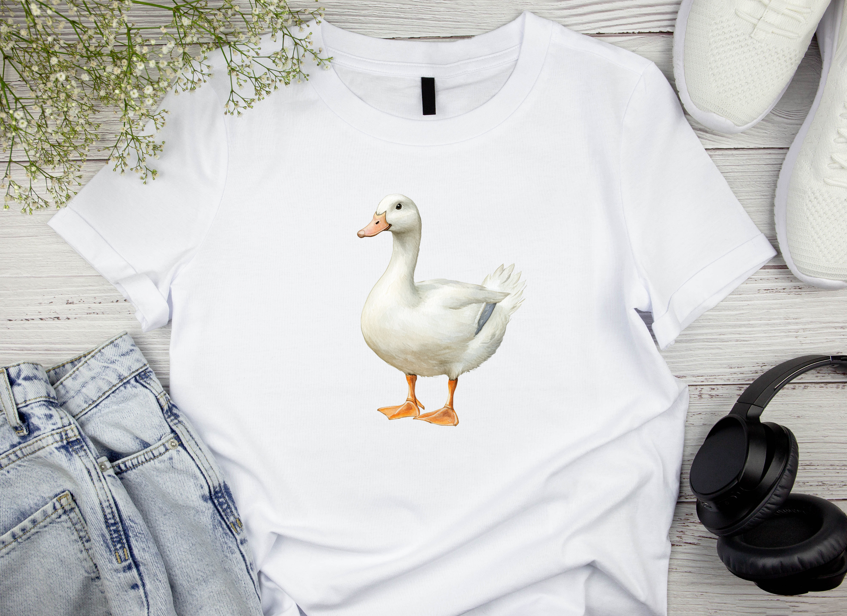 White Farm Duck Clipart Bundle