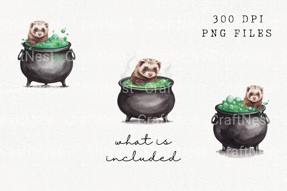 Funny Ferret Cauldron Clipart Bundle