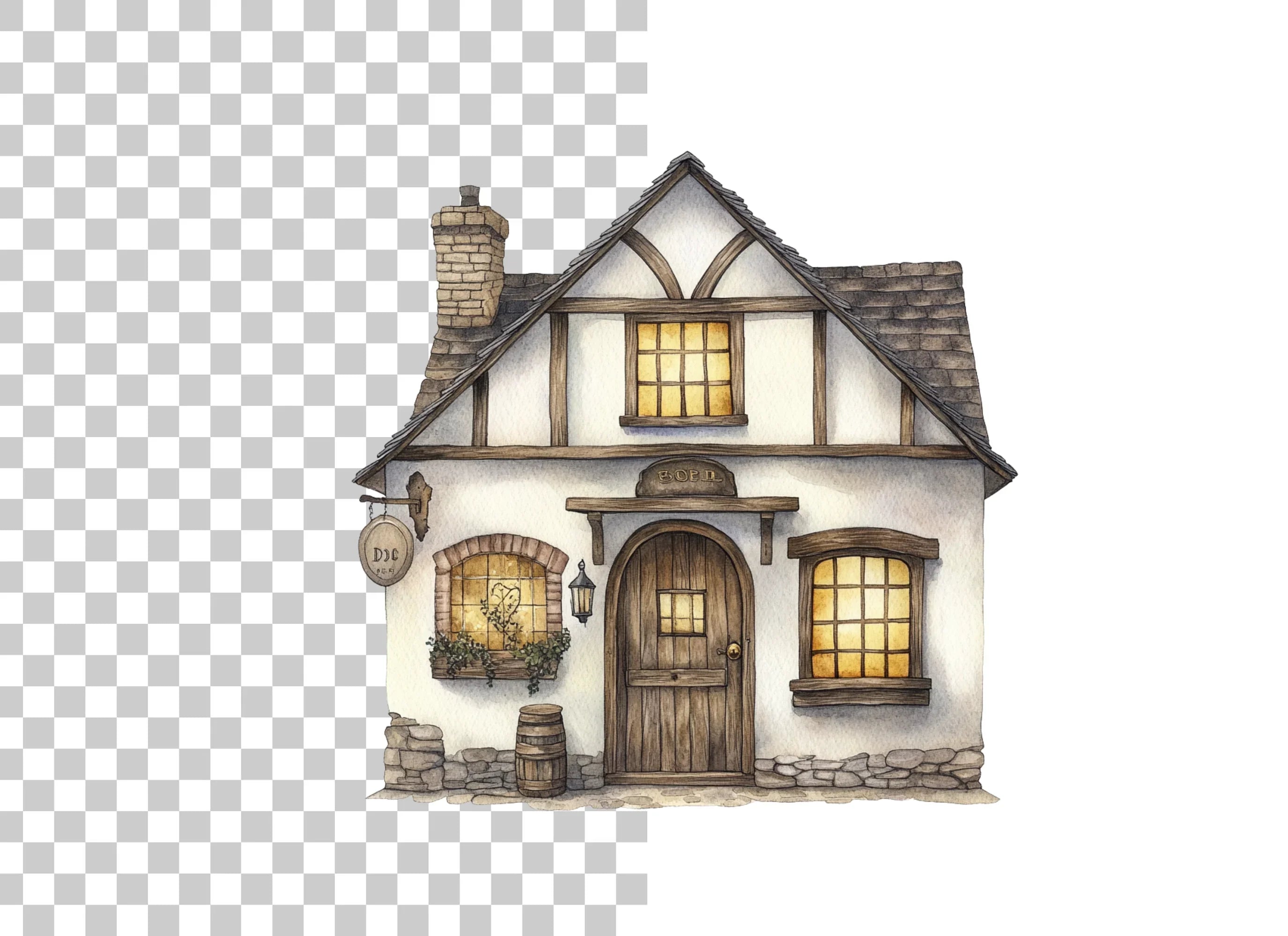 Tudor Style Cottage Clipart Bundle