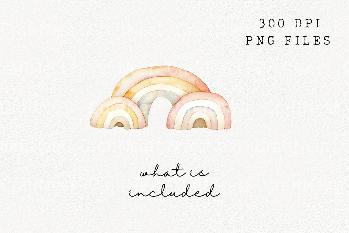 Boho Rainbows Mushrooms Clipart Bundle