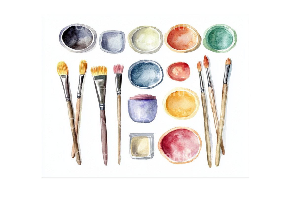 Artist Paint Brushes Clipart Bundle