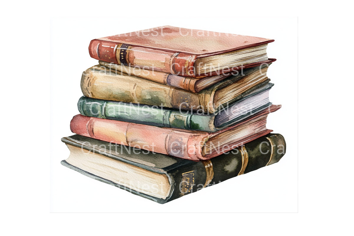 Colorful Stacked Books Clipart Artwork Planner