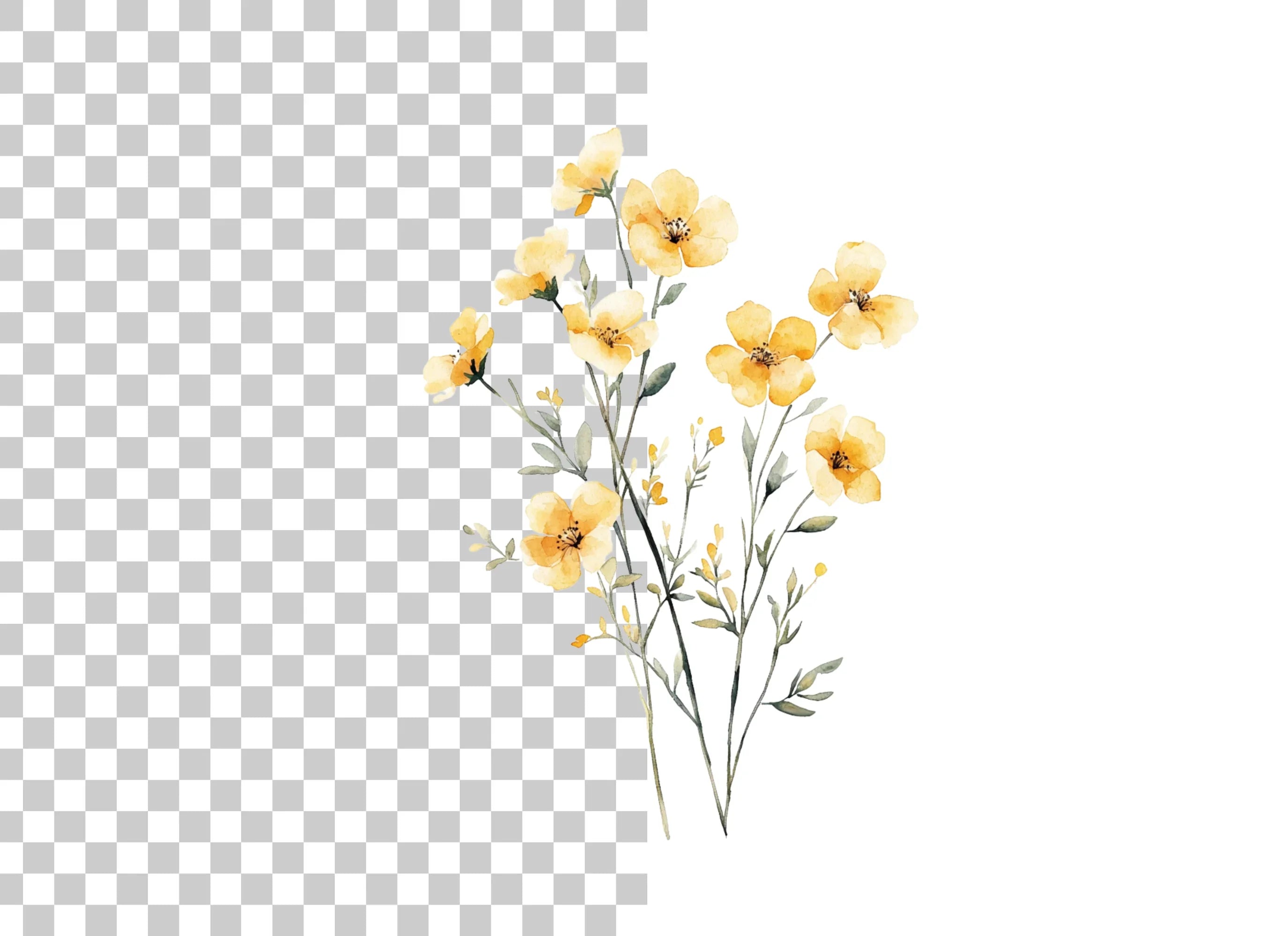 Yellow Wildflowers Clipart Bundle