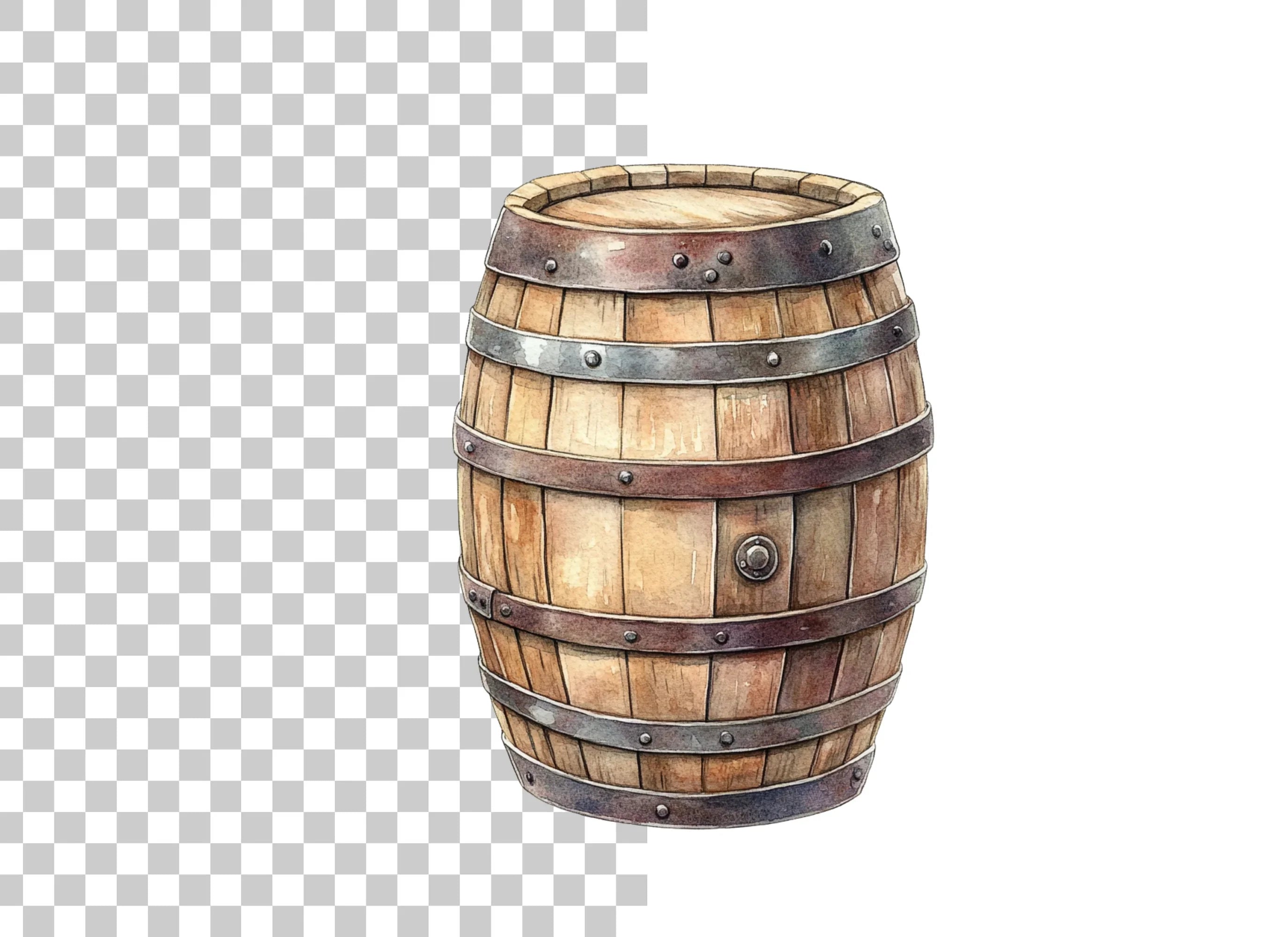 Classic Wood Barrel Illustration Clipart Bundle