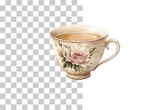 Vintage Floral Tea Cup and Saucer Clipart Bundle - CraftNest - Digital Crafting and Art