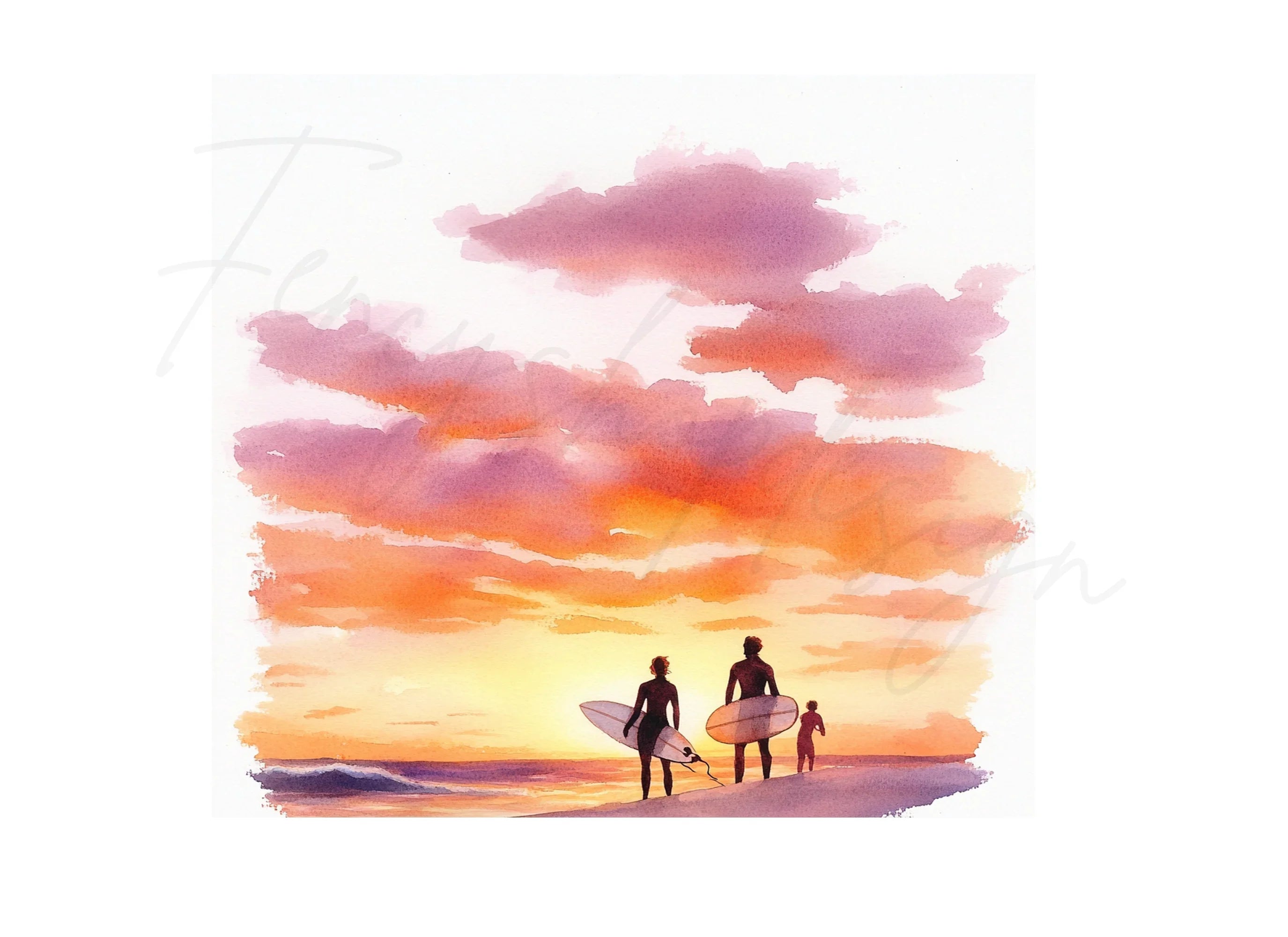 Surfers at Sunset Clipart Bundle