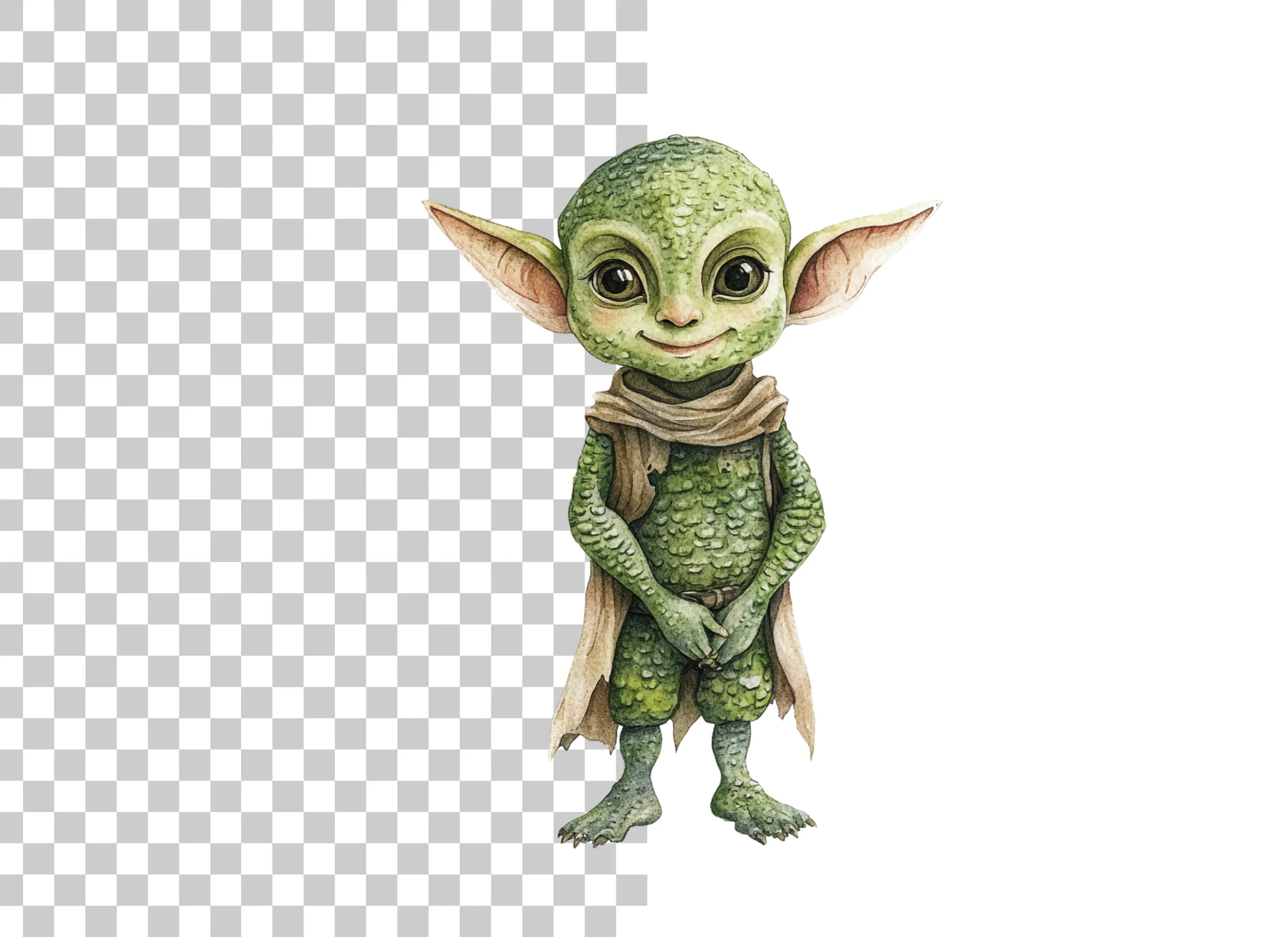 Cute Green Alien Creature Clipart Bundle