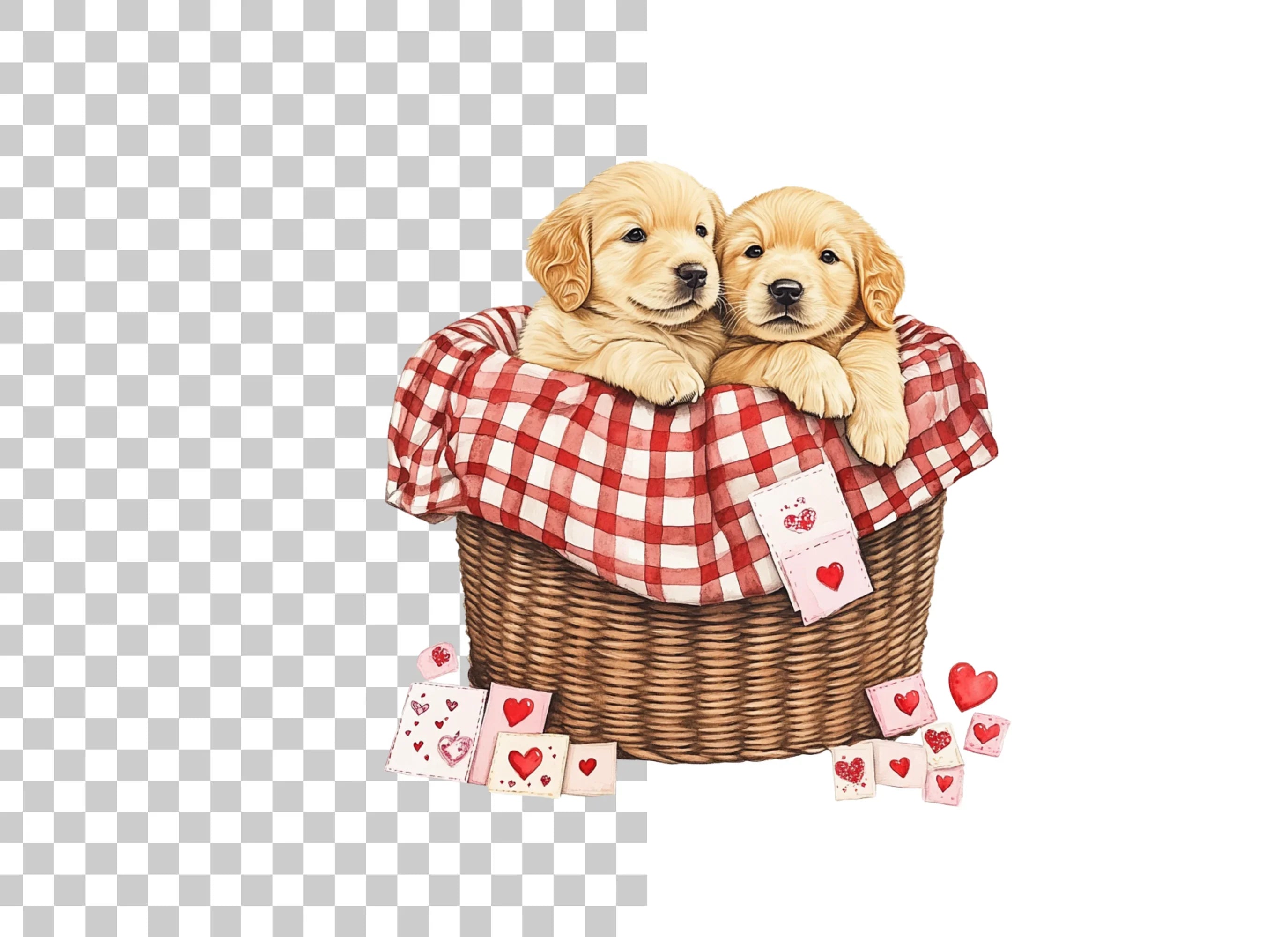 Cute Golden Retriever Puppies Clipart Bundle