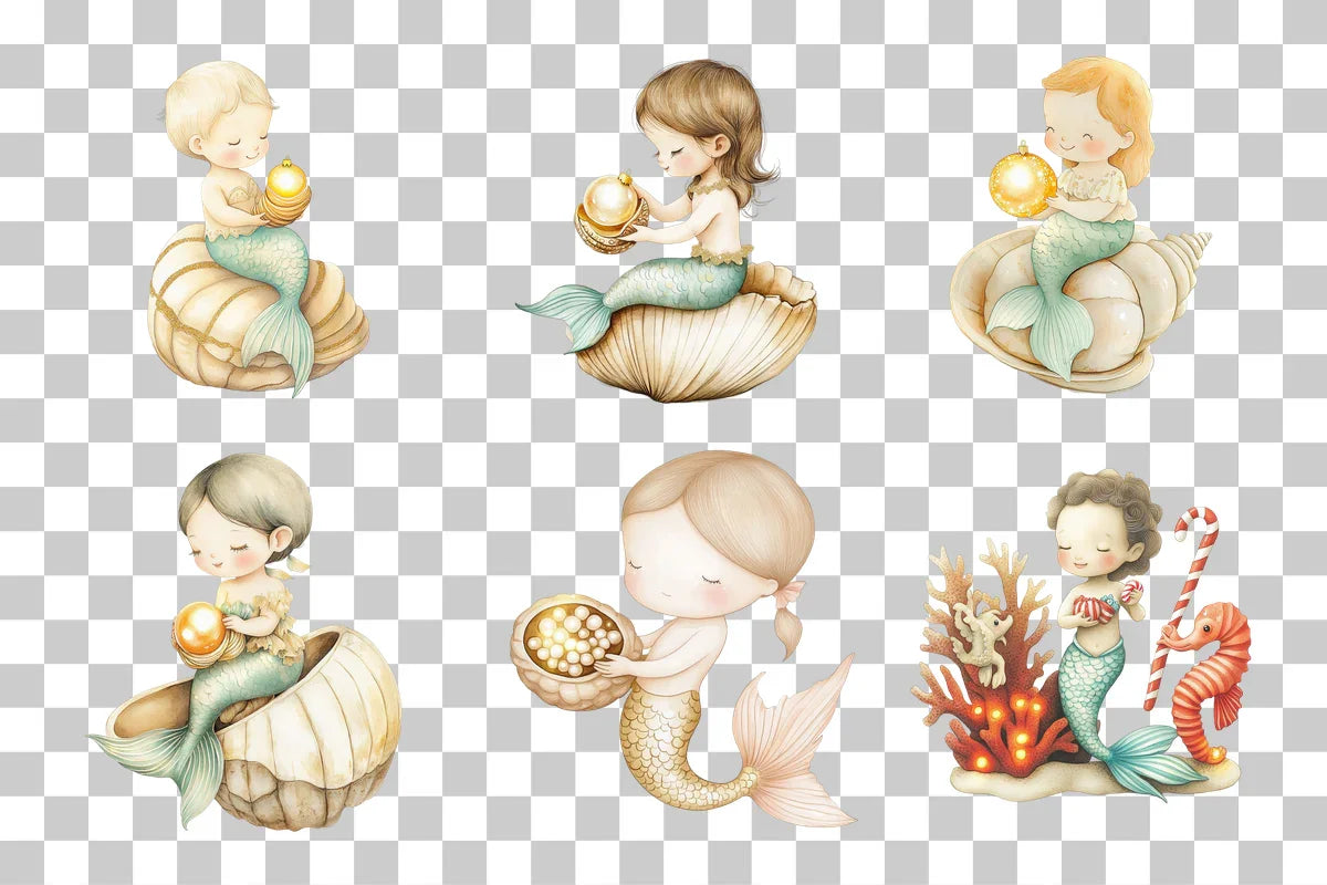 Cute Mermaid Clipart Bundle - CraftNest - Digital Crafting and Art